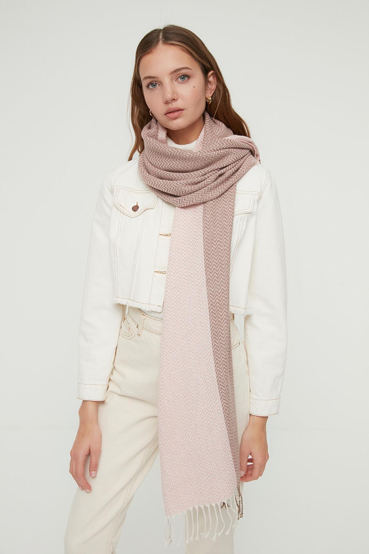 Cream Soft Textured Scarf, Pink, large image number 0