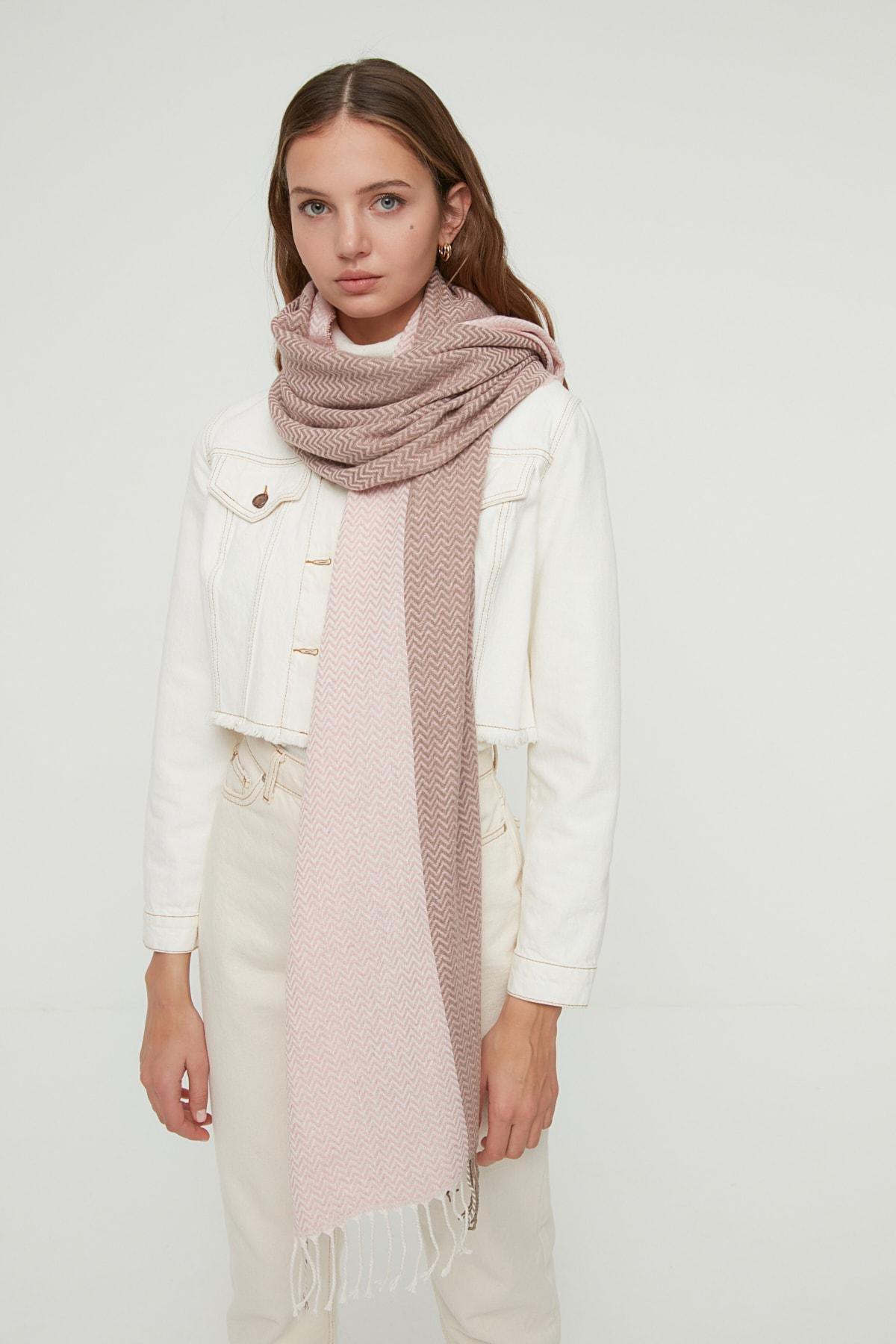 Cream Soft Textured Scarf, Pink, large image number 2