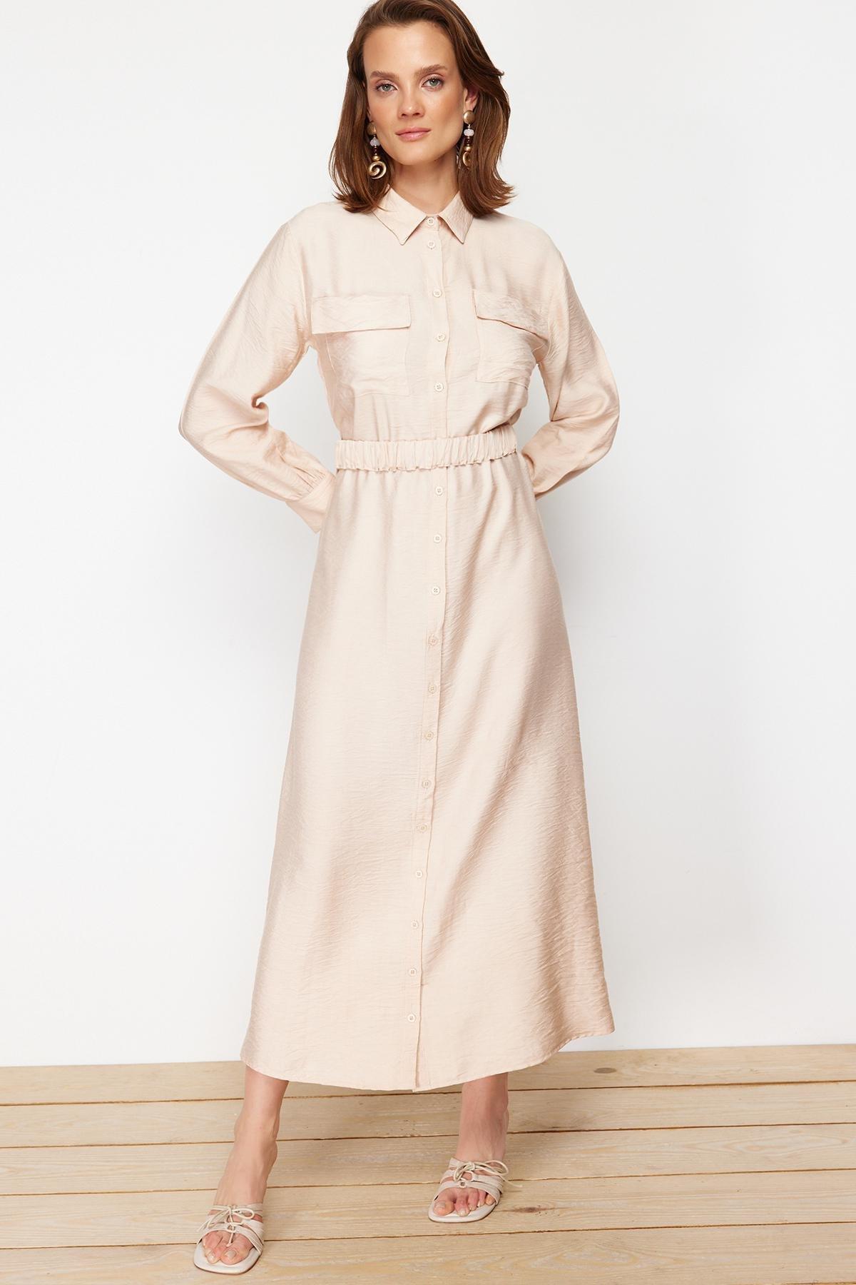 Beige Shirt Dress, , large image number 0