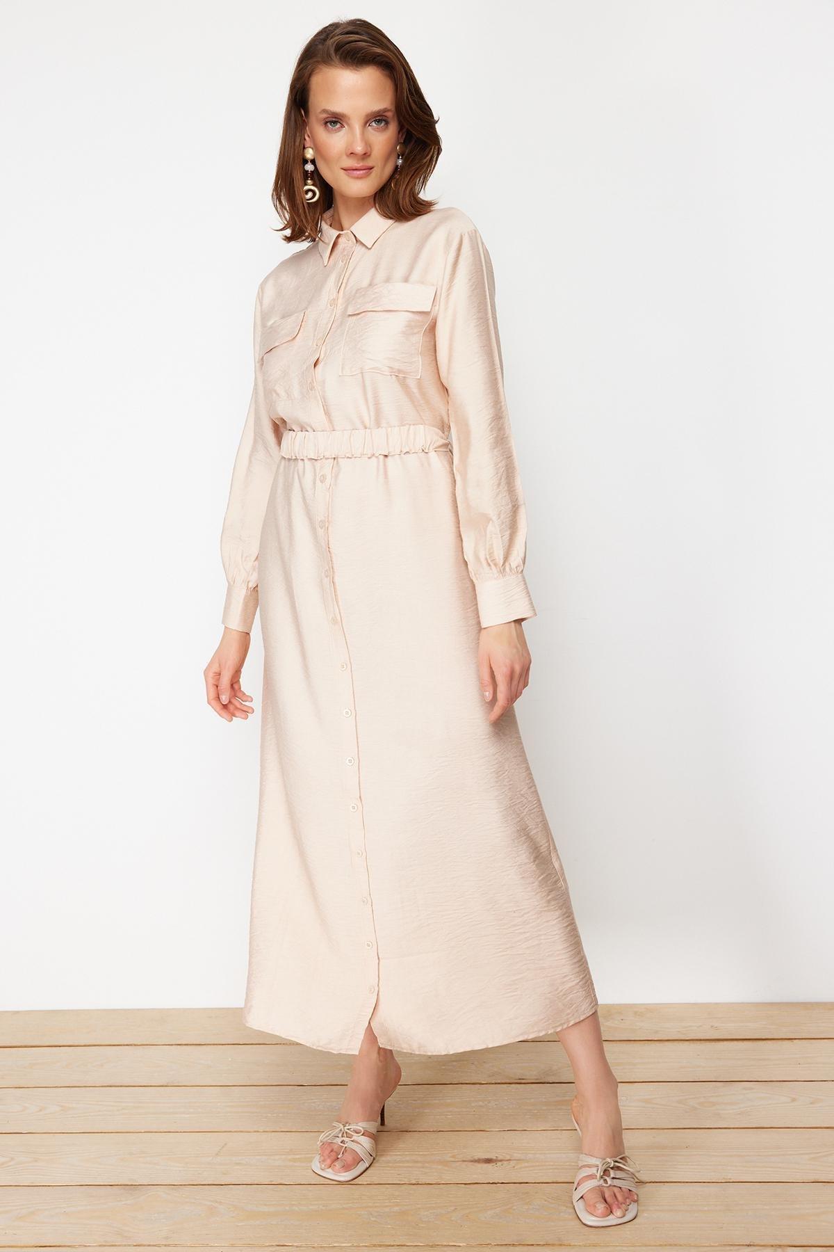 Beige Shirt Dress, , large image number 1
