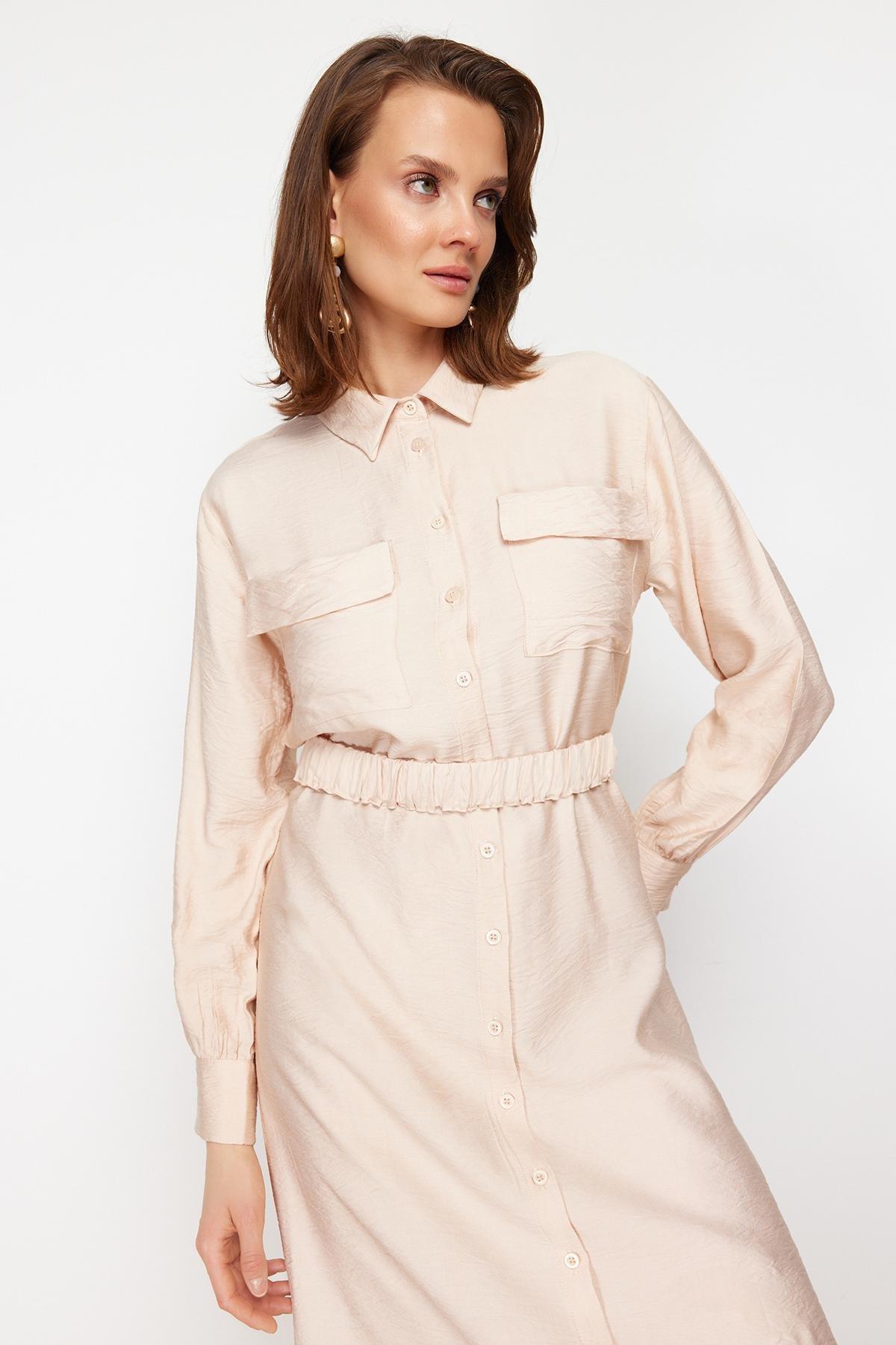 Beige Shirt Dress, , large image number 2