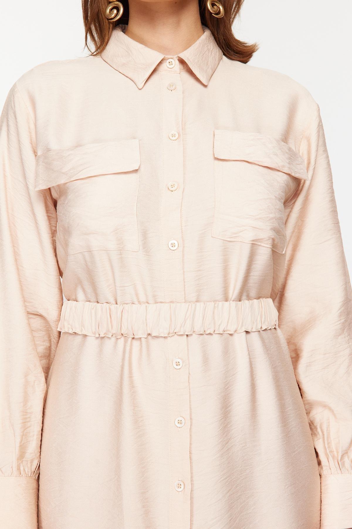 Beige Shirt Dress, , large image number 4