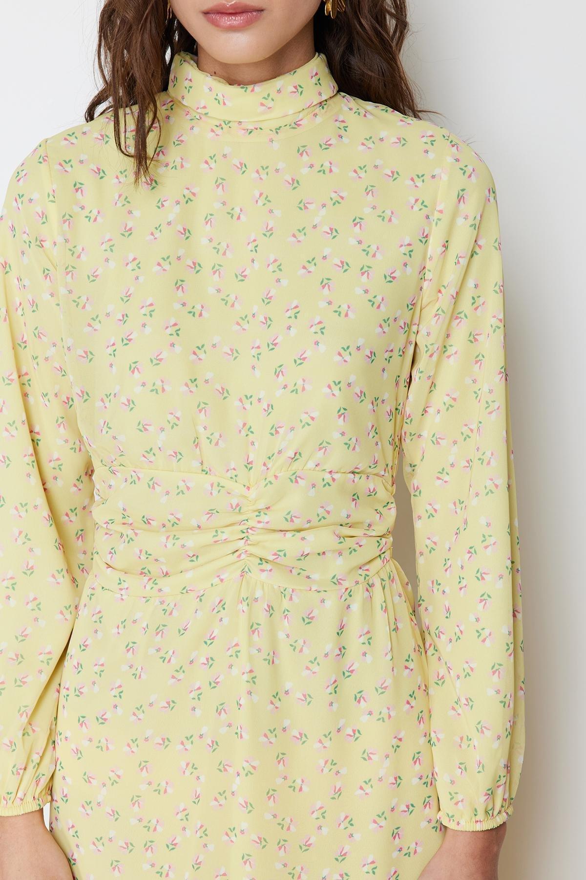 Yellow Lined Chiffon Woven Dress, , large image number 3