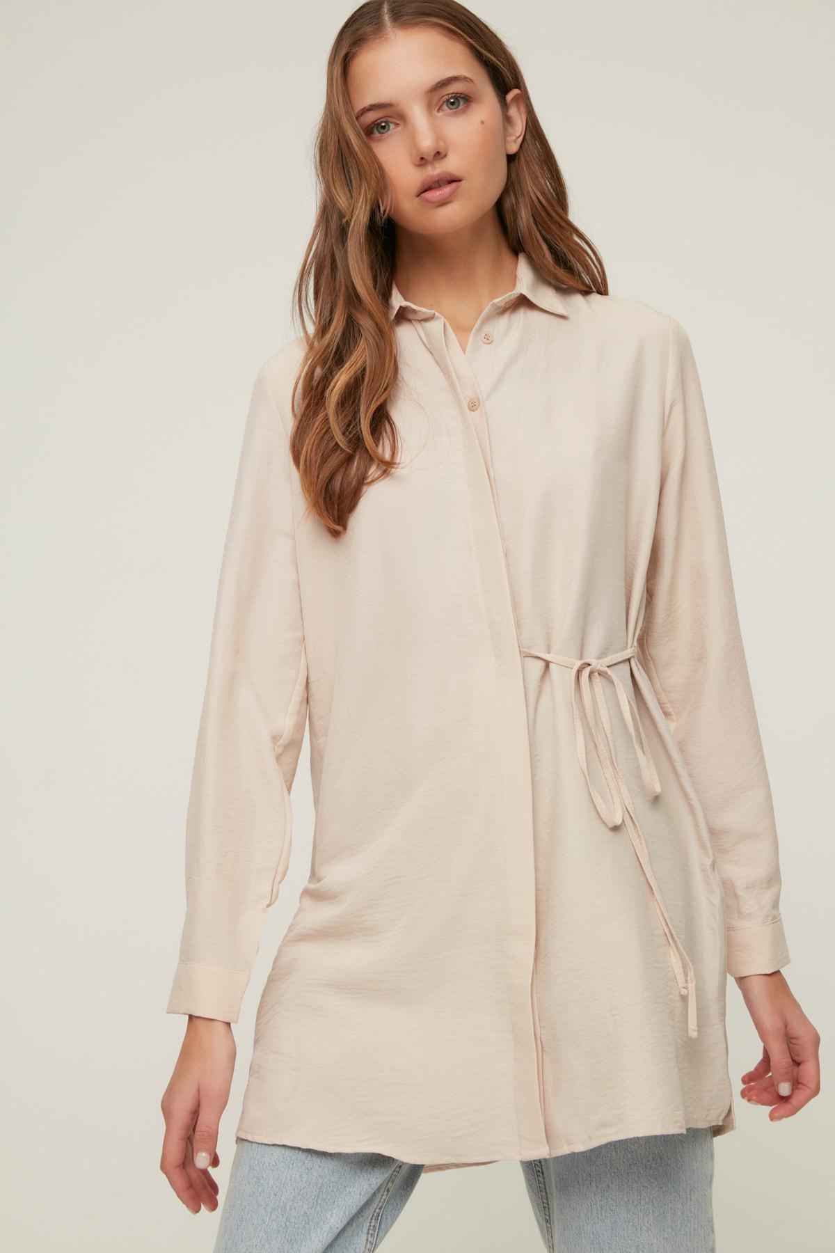 Beige Collared Relaxed Shirt, , large image number 0