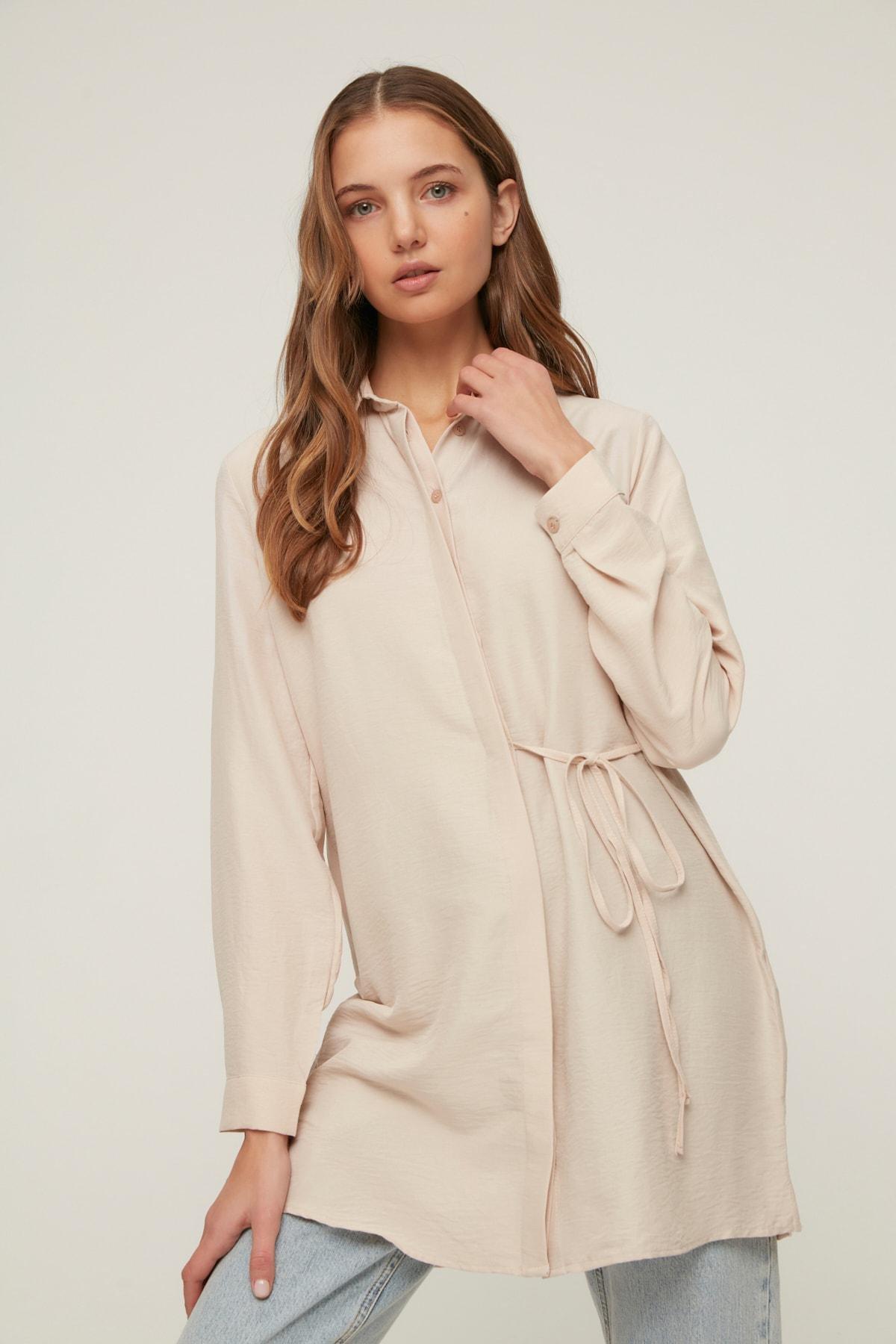 Beige Collared Relaxed Shirt, , large image number 1