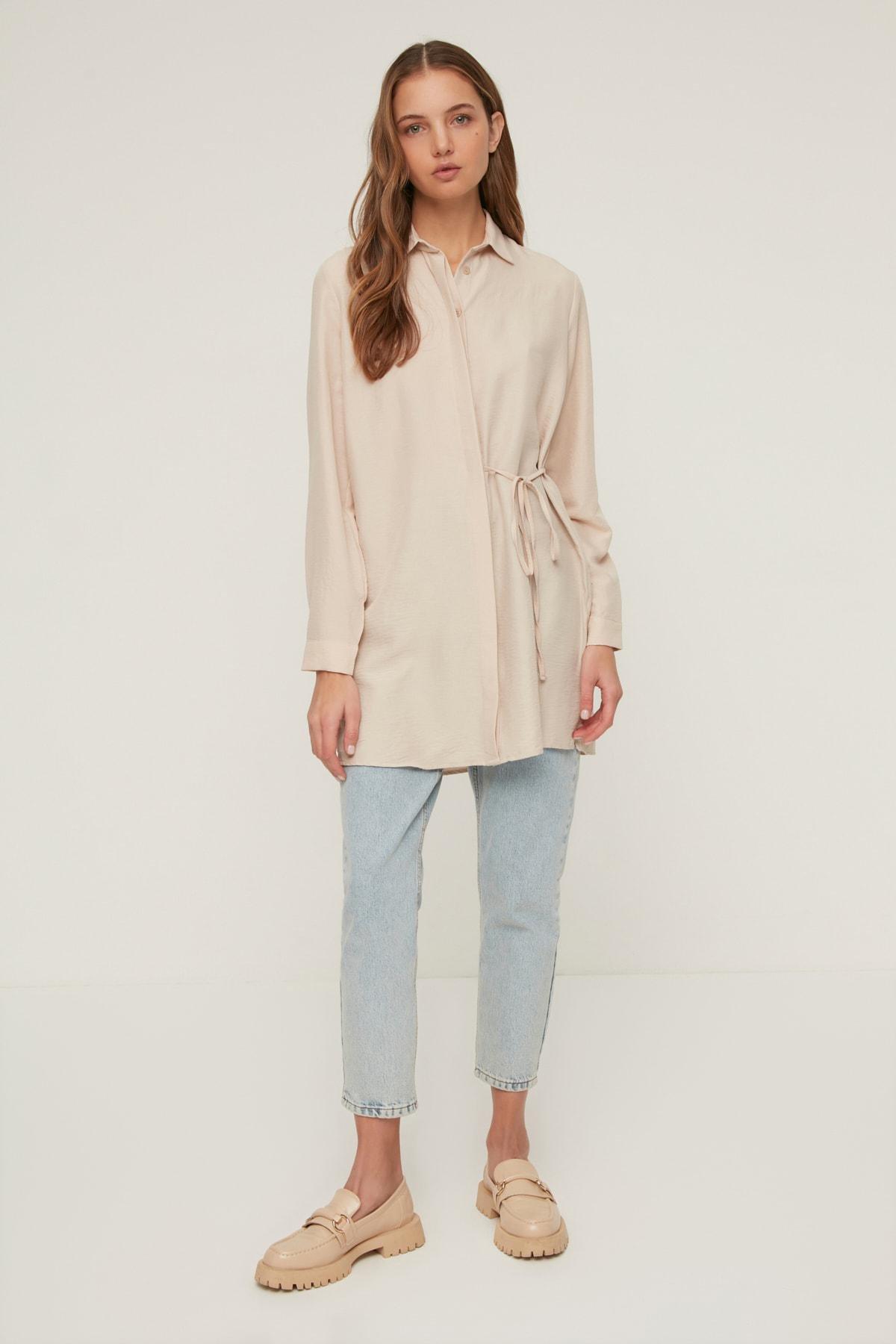 Beige Collared Relaxed Shirt, , large image number 4