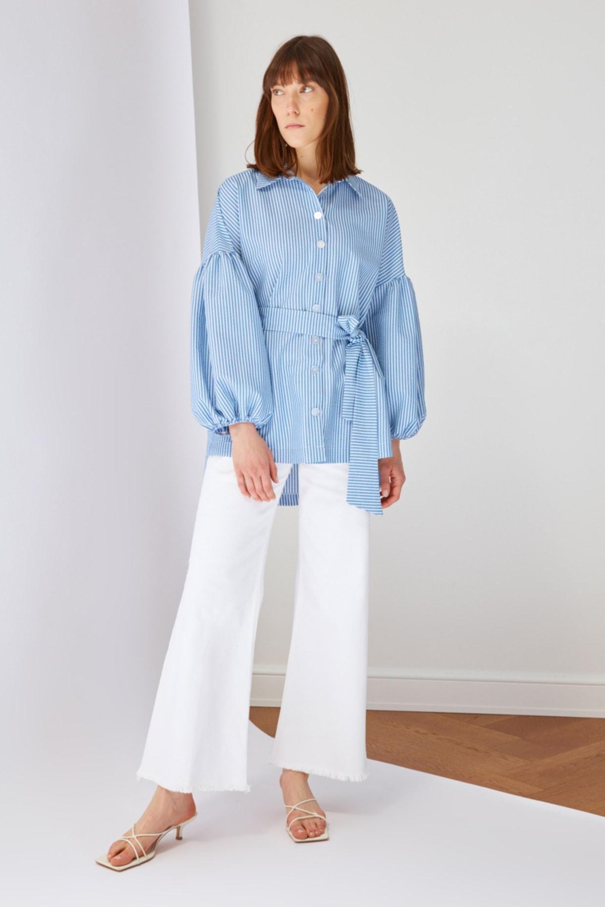 Blue Fitted Striped Shirt, , large image number 2