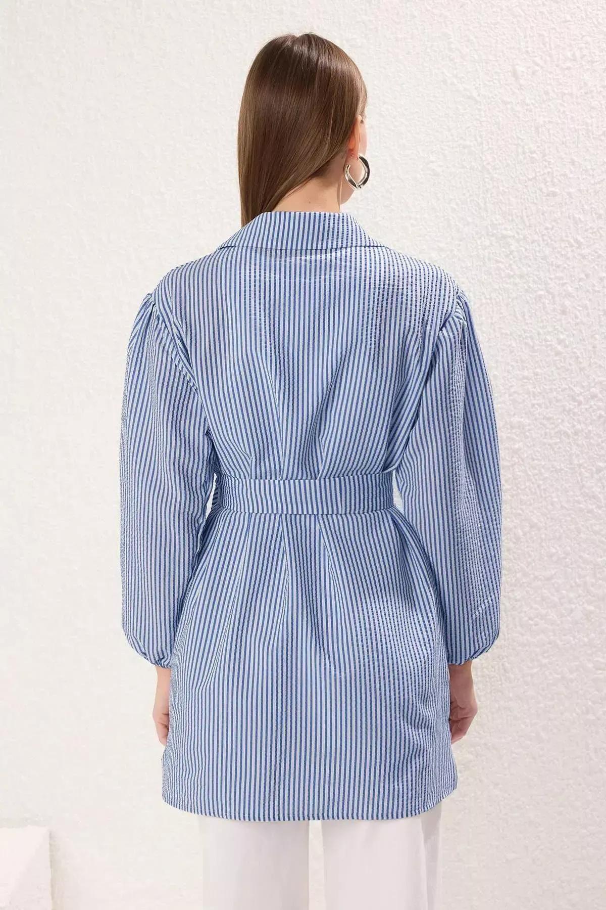 Blue Fitted Striped Shirt, , large image number 11