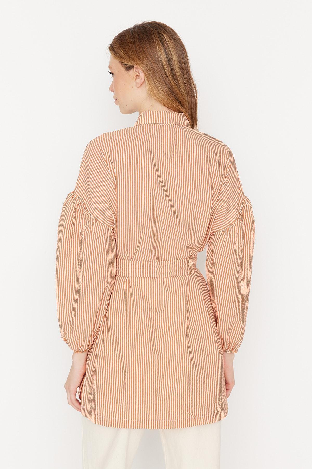 Orange Relaxed Striped Shirt, , large image number 4