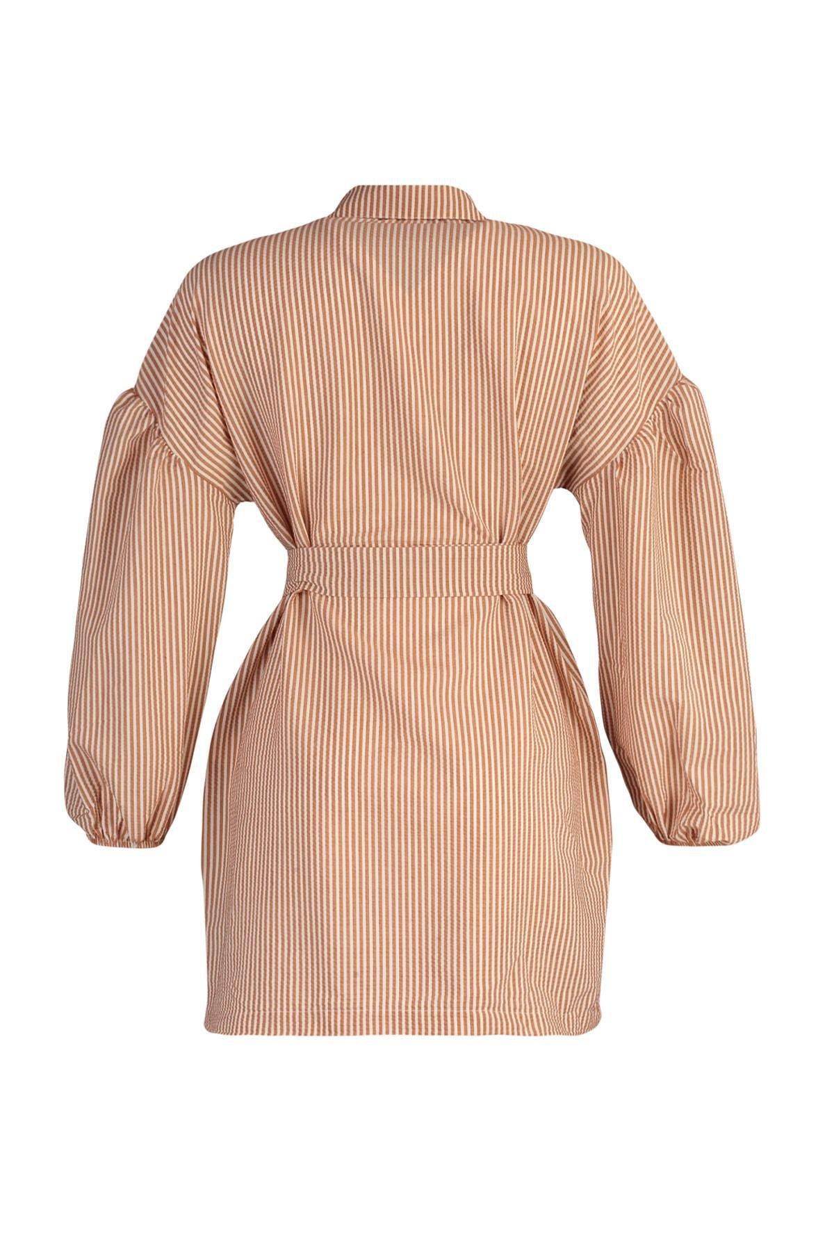 Orange Relaxed Striped Shirt, , large image number 7