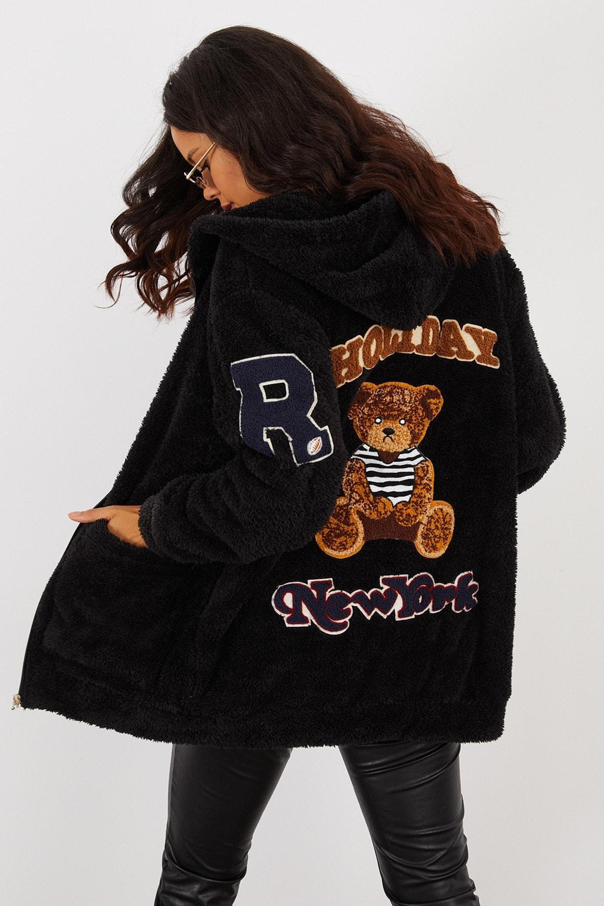 Black Graphic Bomber Jacket, , large image number 0