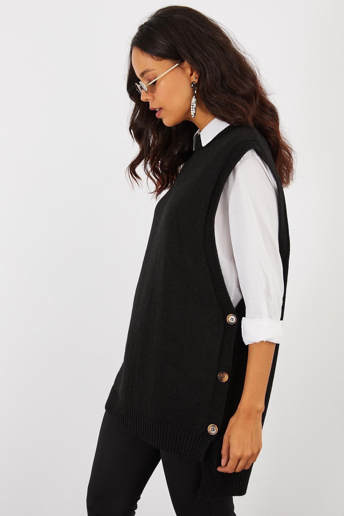Black Fitted Basic Tunic, BLACK, large image number 1