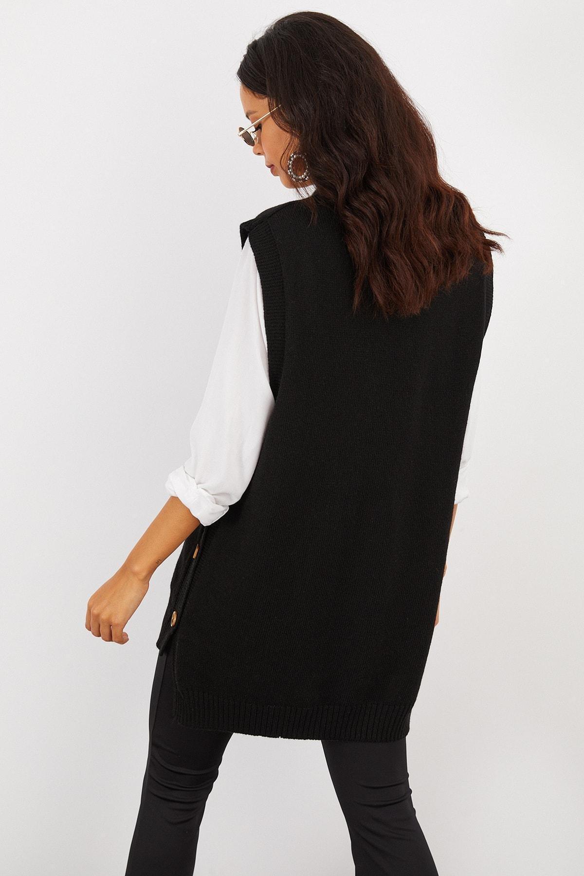 Black Fitted Basic Tunic, BLACK, large image number 5