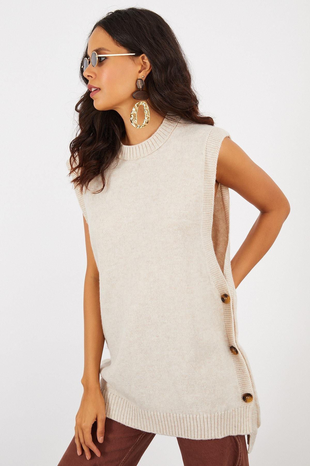 Beige Fitted Basic Tunic, VANILLA, large image number 0