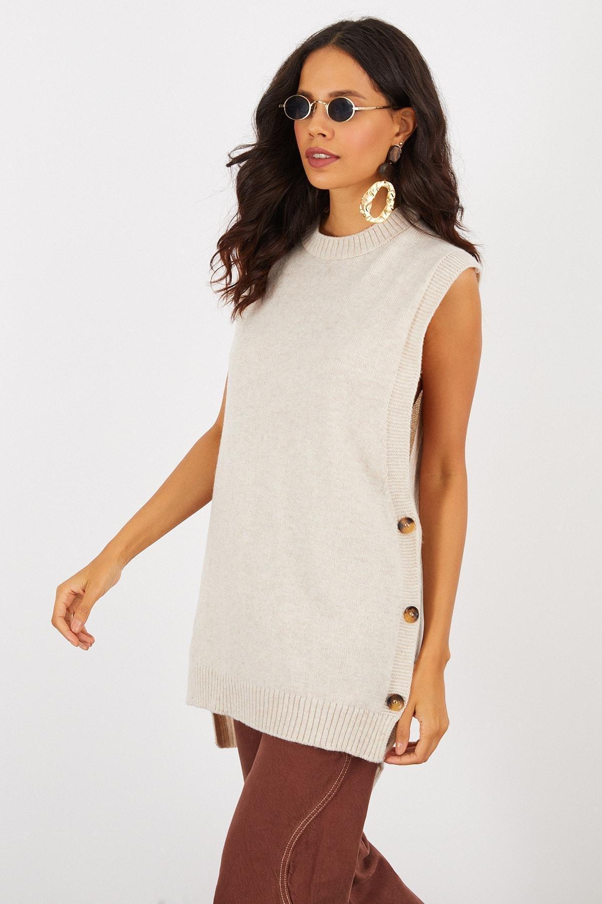 Beige Fitted Basic Tunic, VANILLA, large image number 2