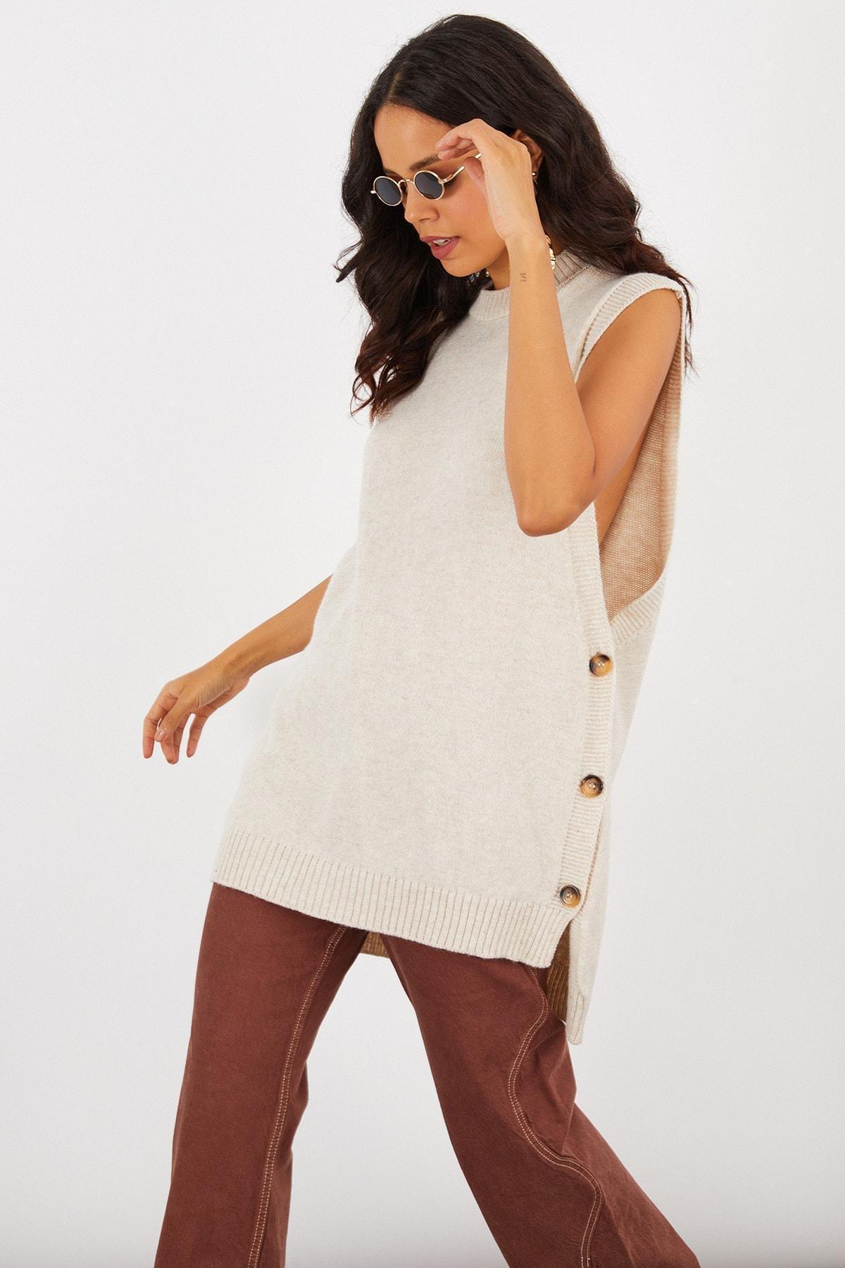 Beige Fitted Basic Tunic, VANILLA, large image number 3