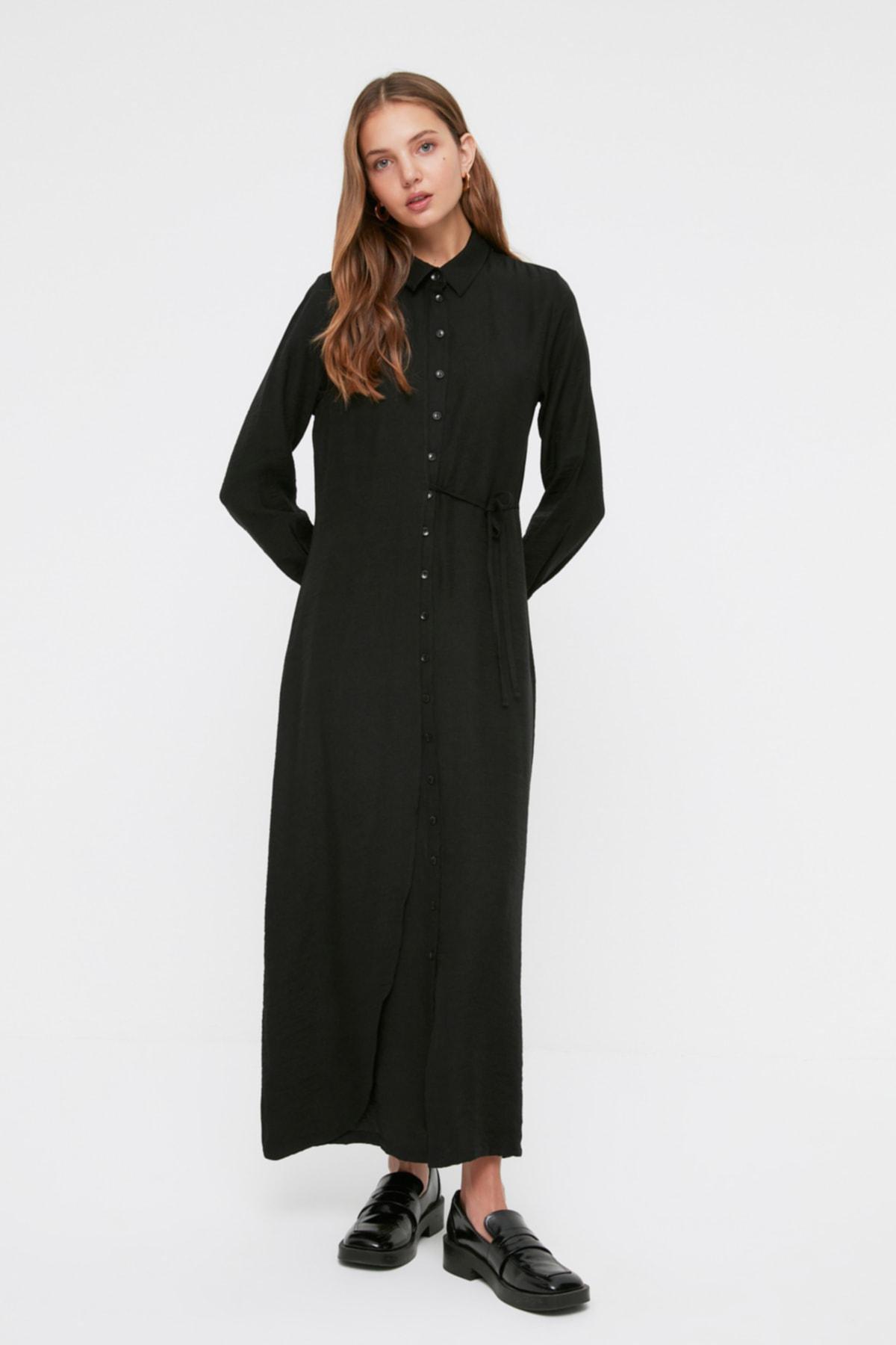 Black Shirt Dress, Black, large image number 0
