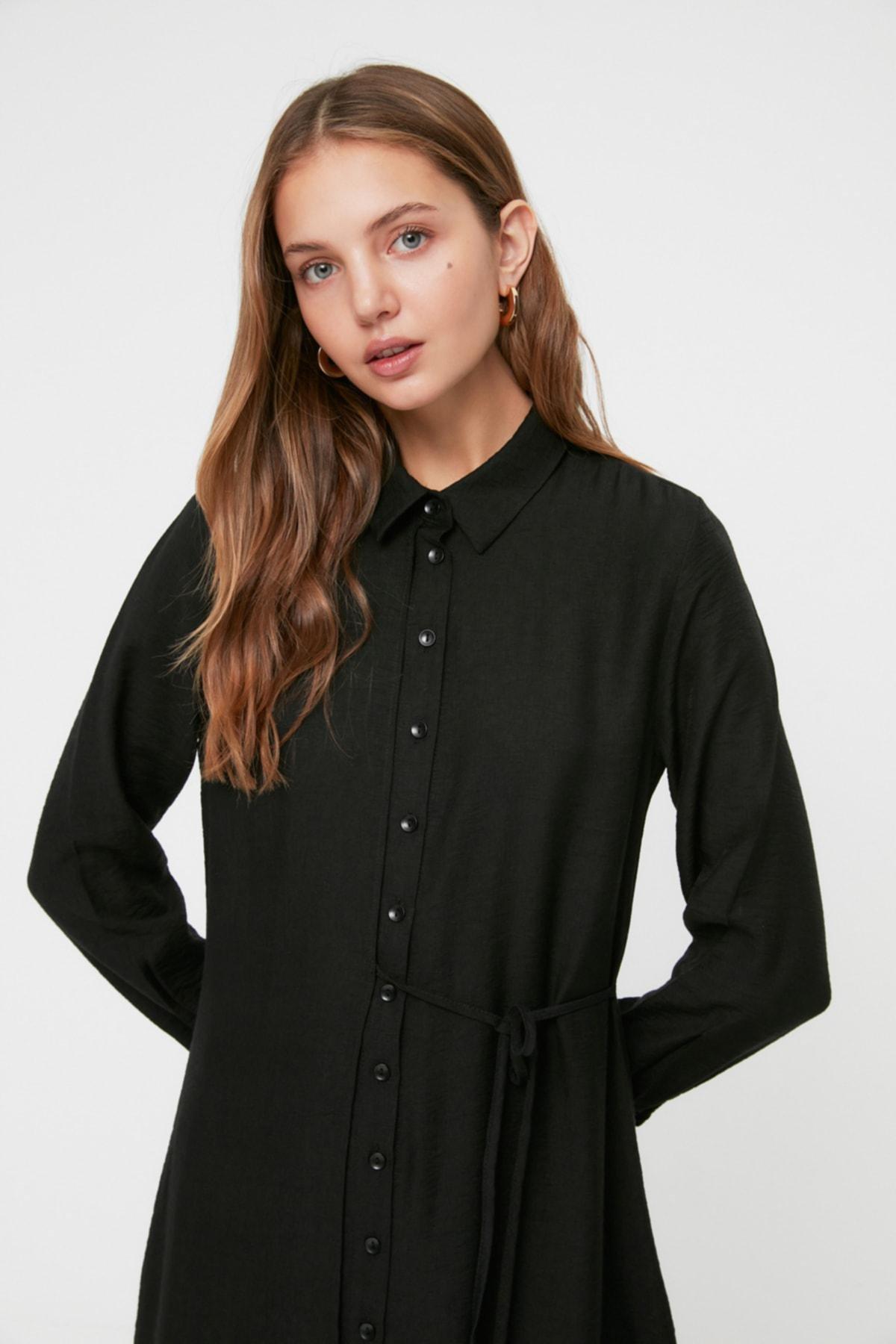 Black Shirt Dress, Black, large image number 1