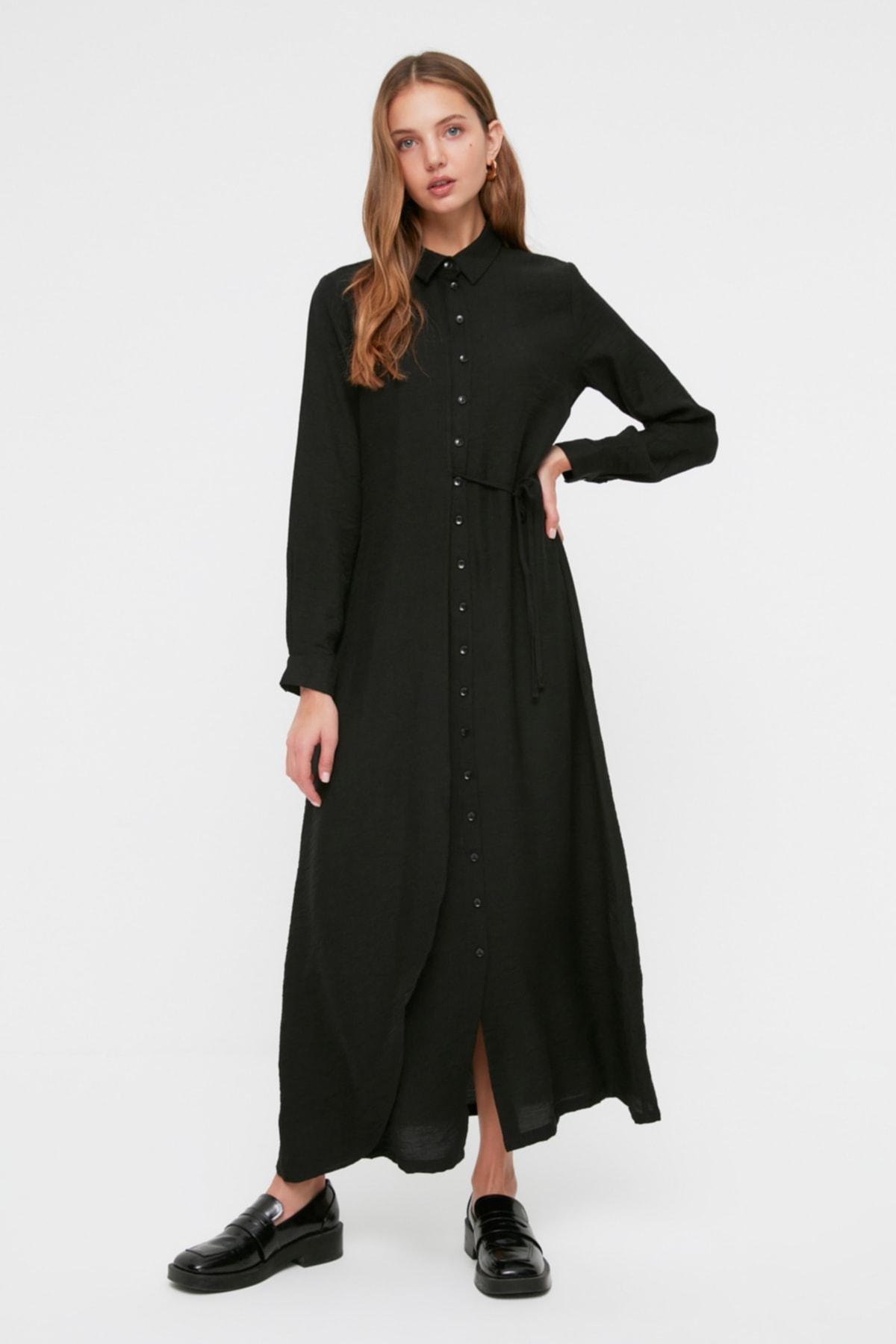 Black Shirt Dress, Black, large image number 2