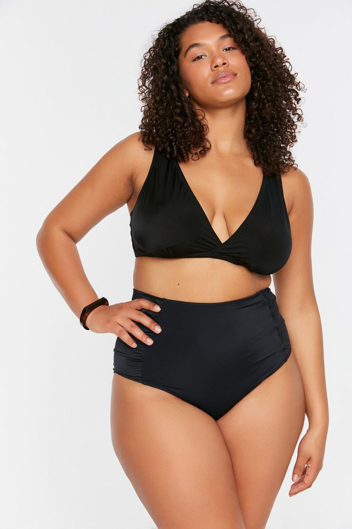 Trendyol - Black Plus Size Bikini Bottom