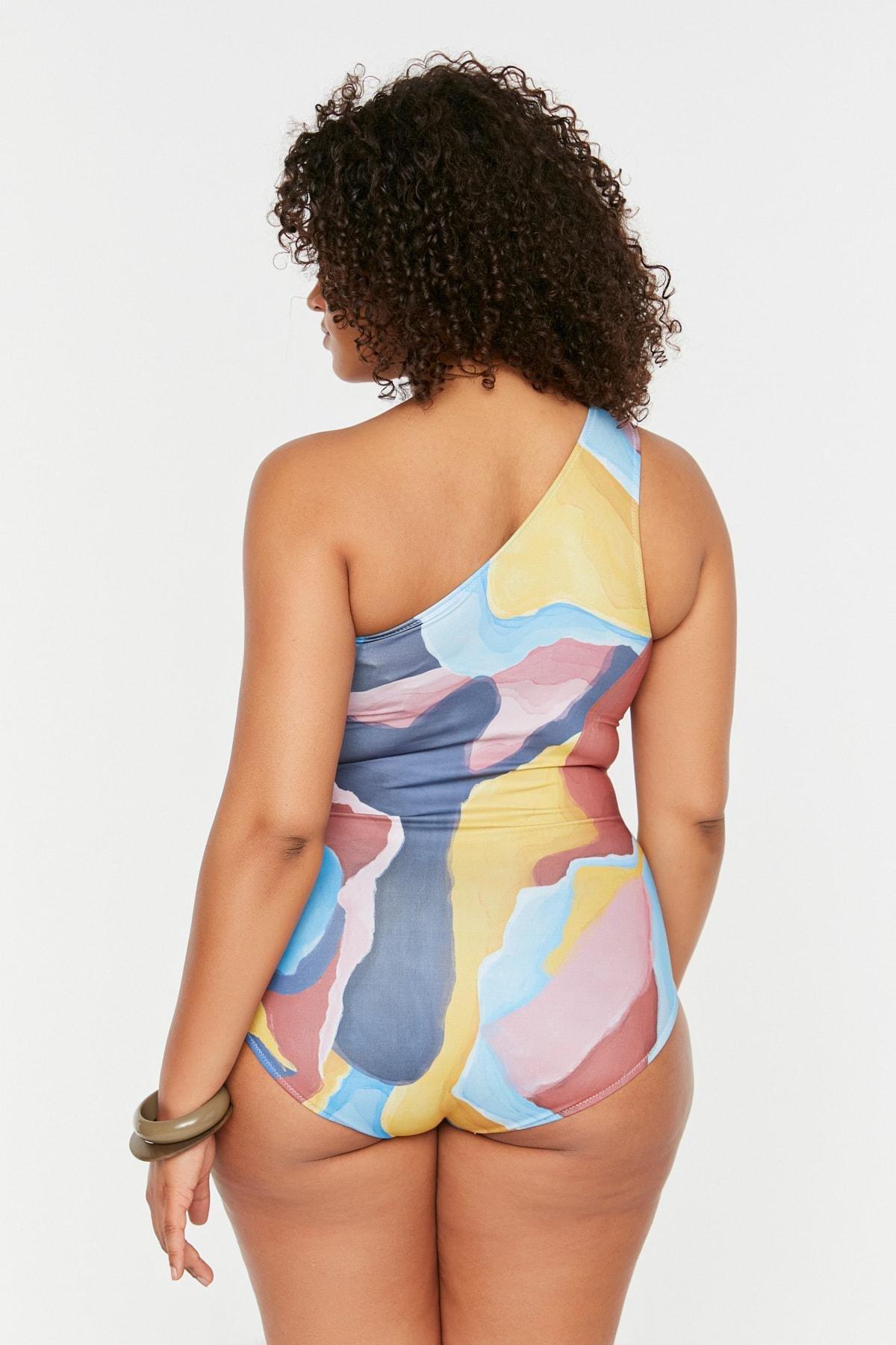 Multicolour Animal Print Plus Size Swimsuit, , large image number 4