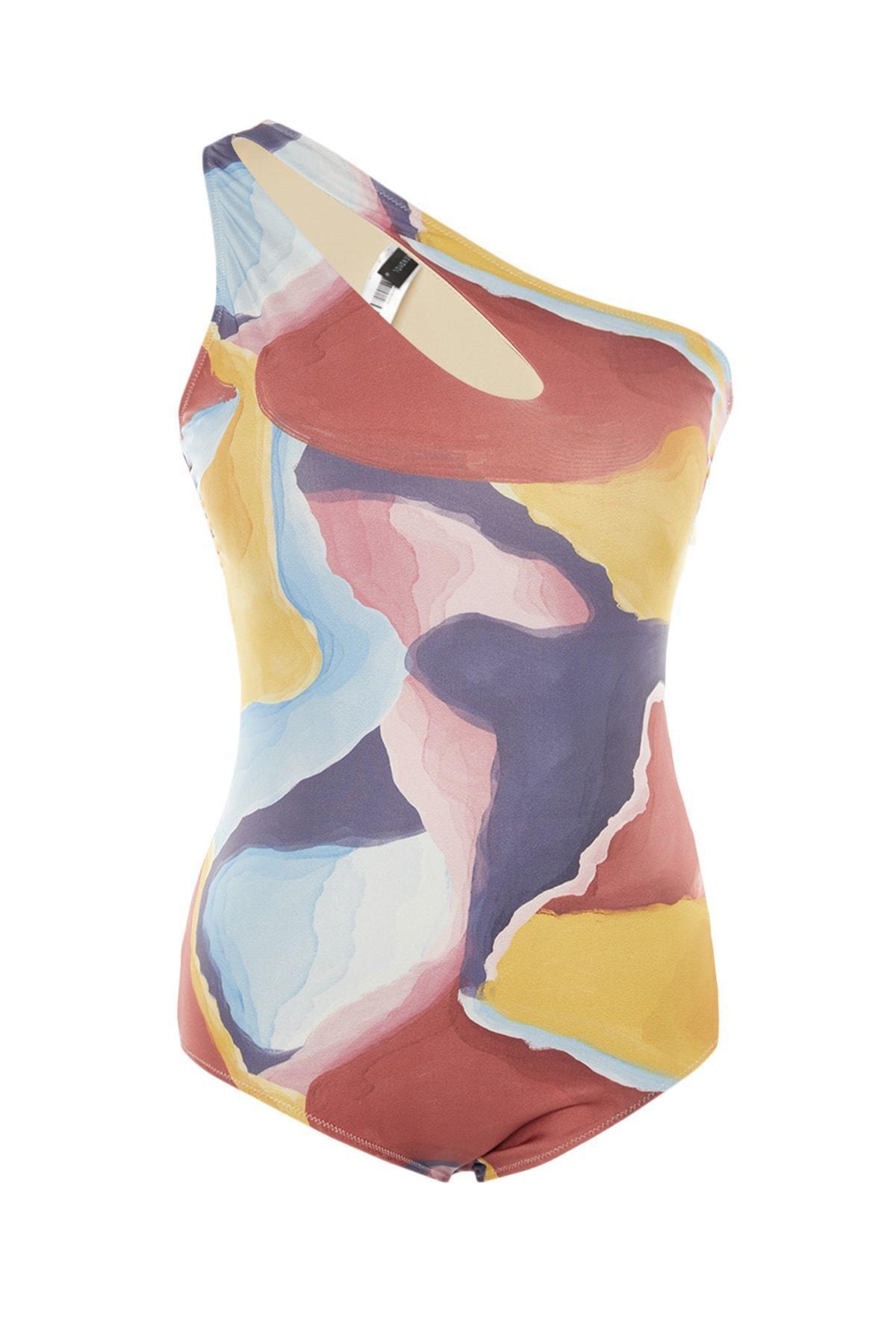 Multicolour Animal Print Plus Size Swimsuit, , large image number 5