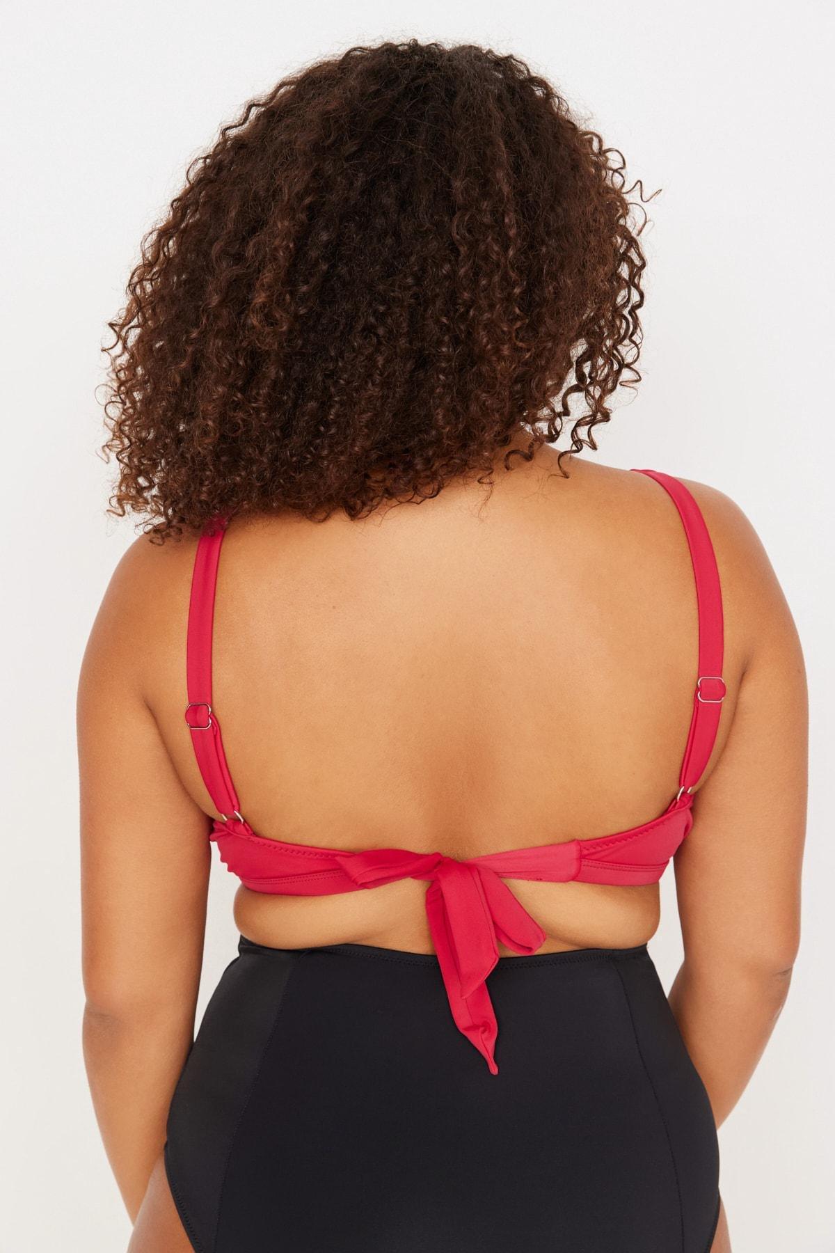 Burgundy Plain Plus Size Bikini Top, , large image number 4