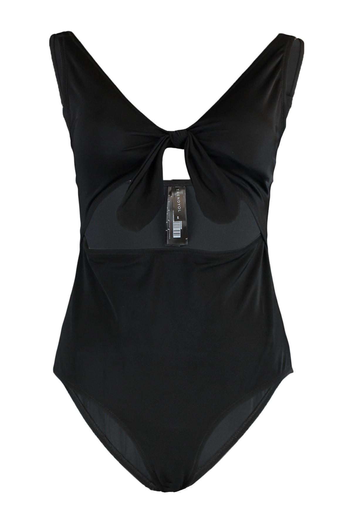 Black Plain Plus Size Swimsuit, , large image number 6
