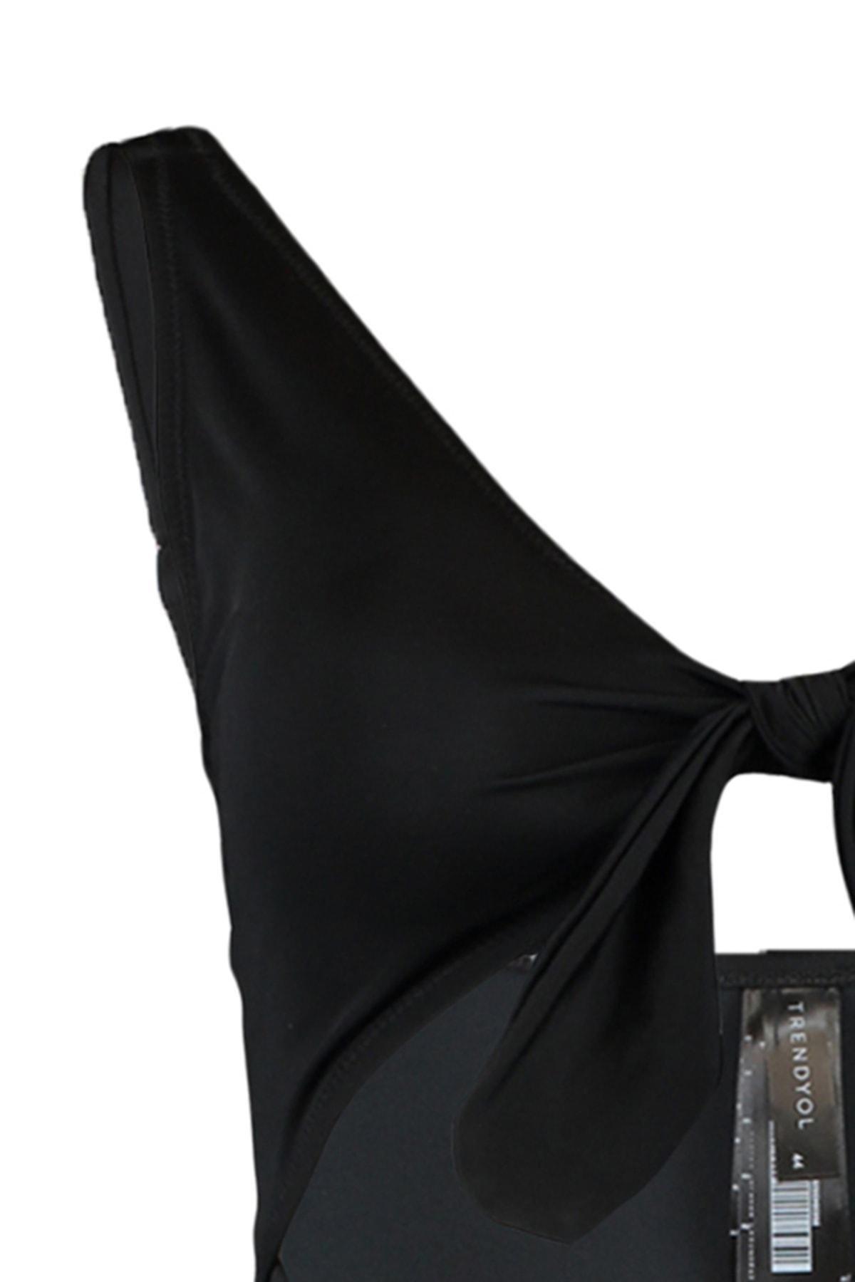 Black Plain Plus Size Swimsuit, , large image number 7