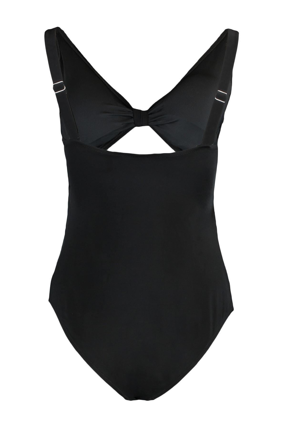 Black Plain Plus Size Swimsuit, , large image number 8