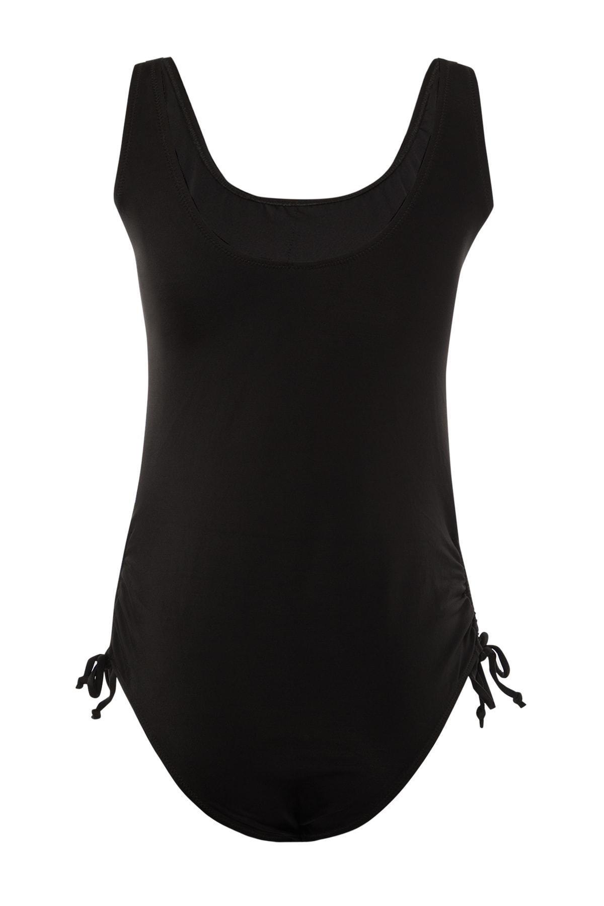 Black Plain Plus Size Swimsuit, , large image number 5