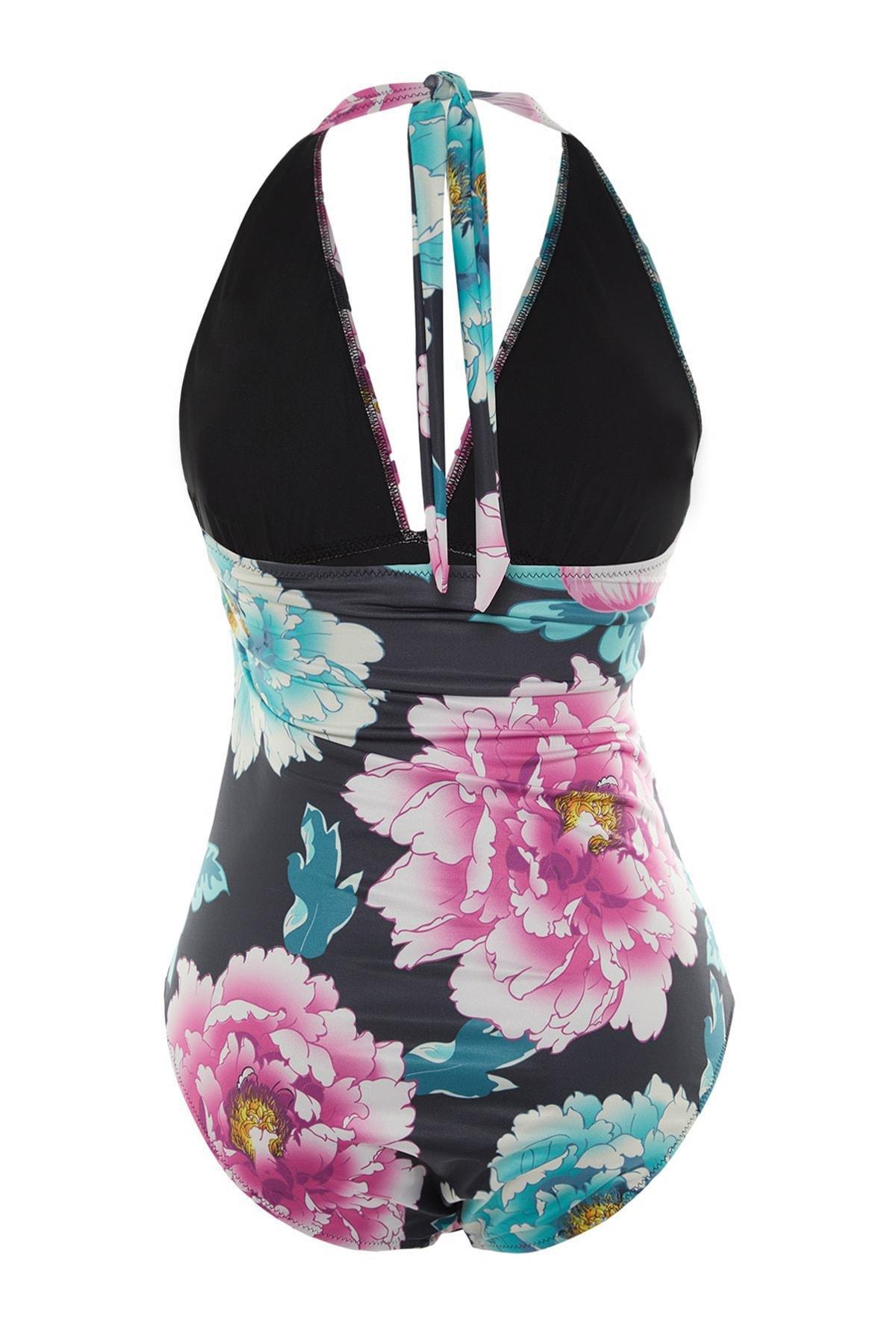 Black Colour Gradient Plus Size Swimsuit, , large image number 6
