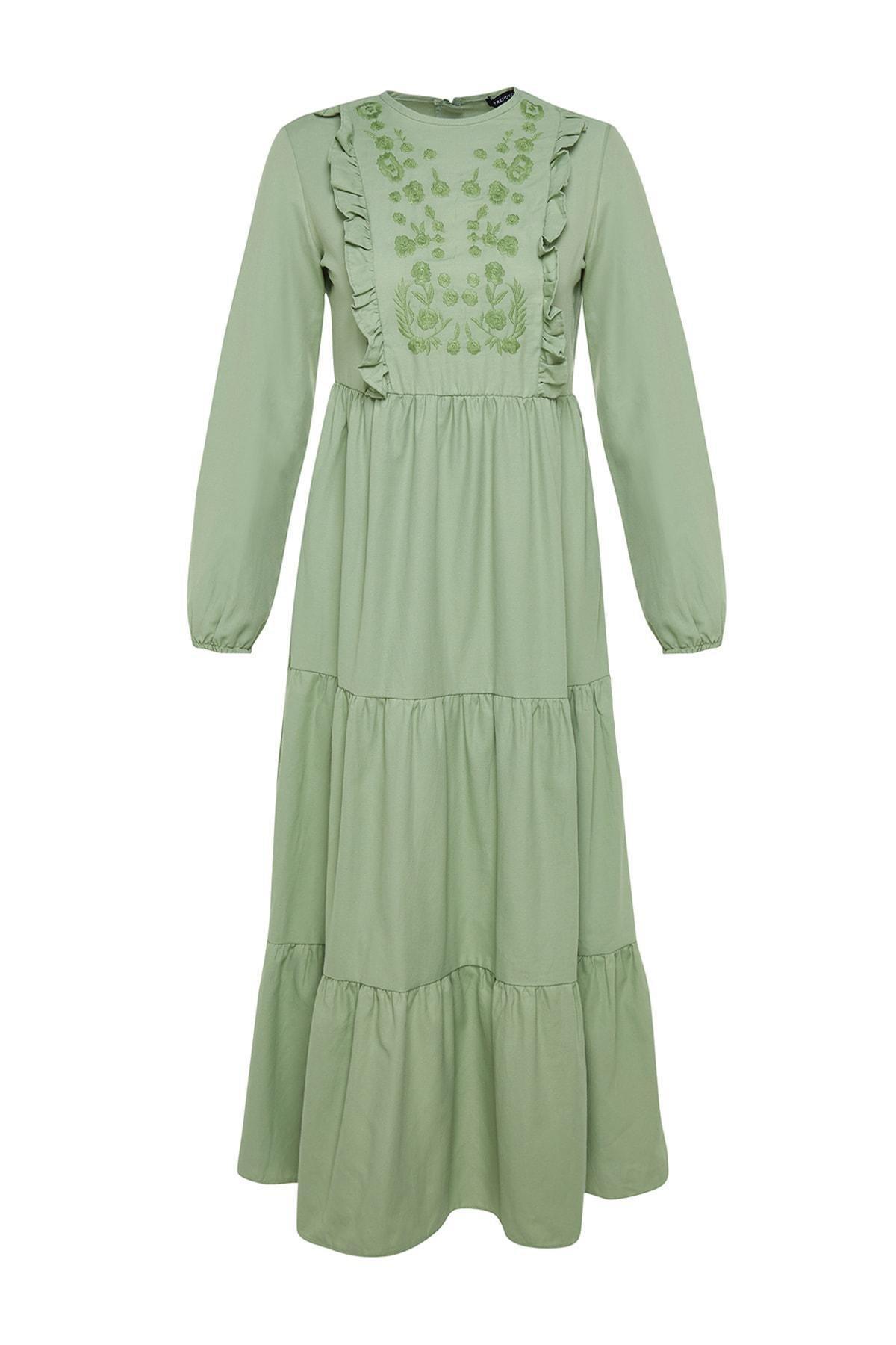 Khaki Ethnic Pattern A-Line Dress, Khaki, large image number 5