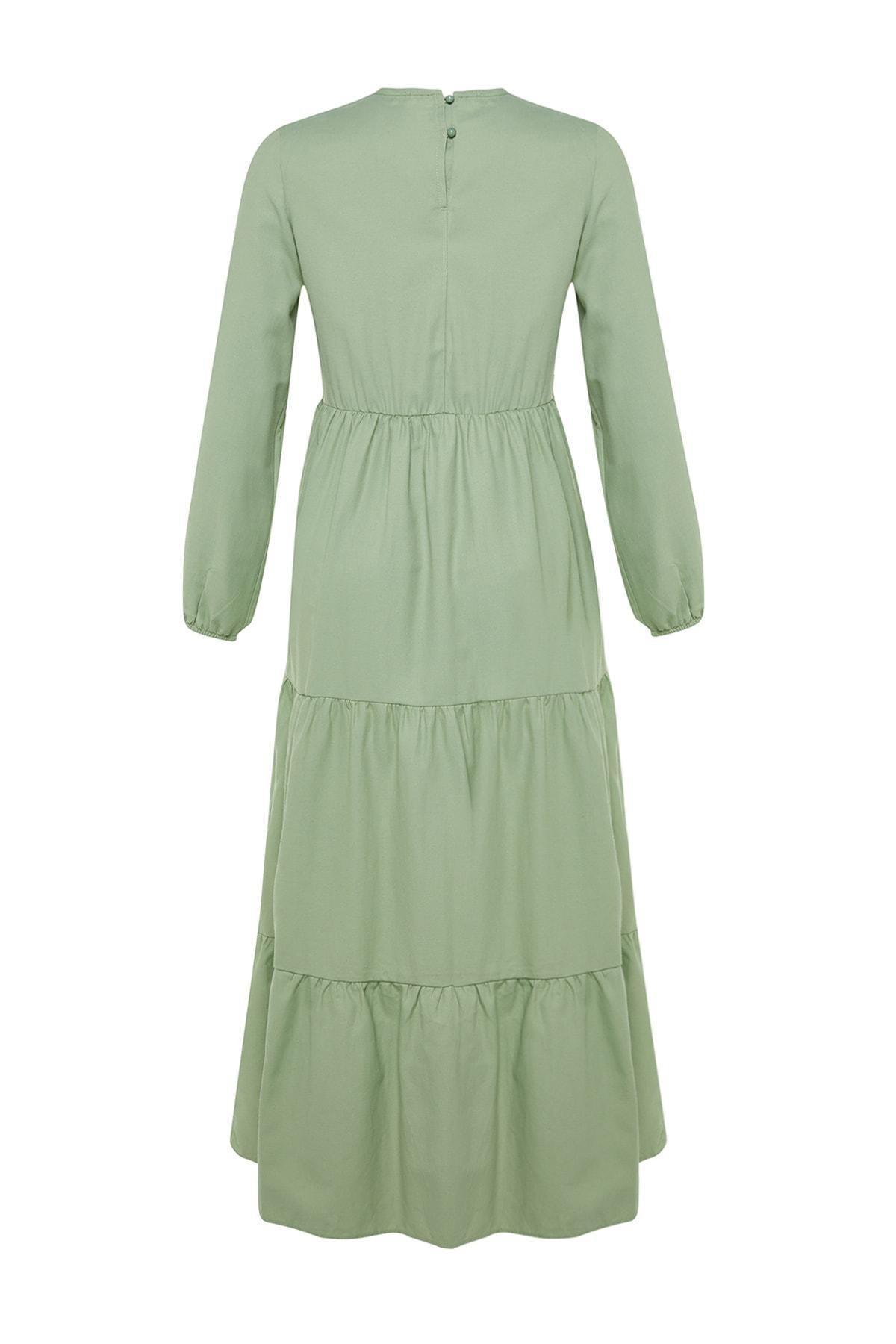 Khaki Ethnic Pattern A-Line Dress, Khaki, large image number 7