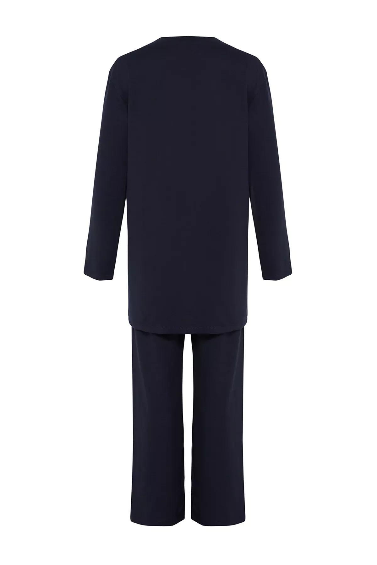 Black Stripe Side Slit Knit Tracksuit Set of 2, , large image number 5