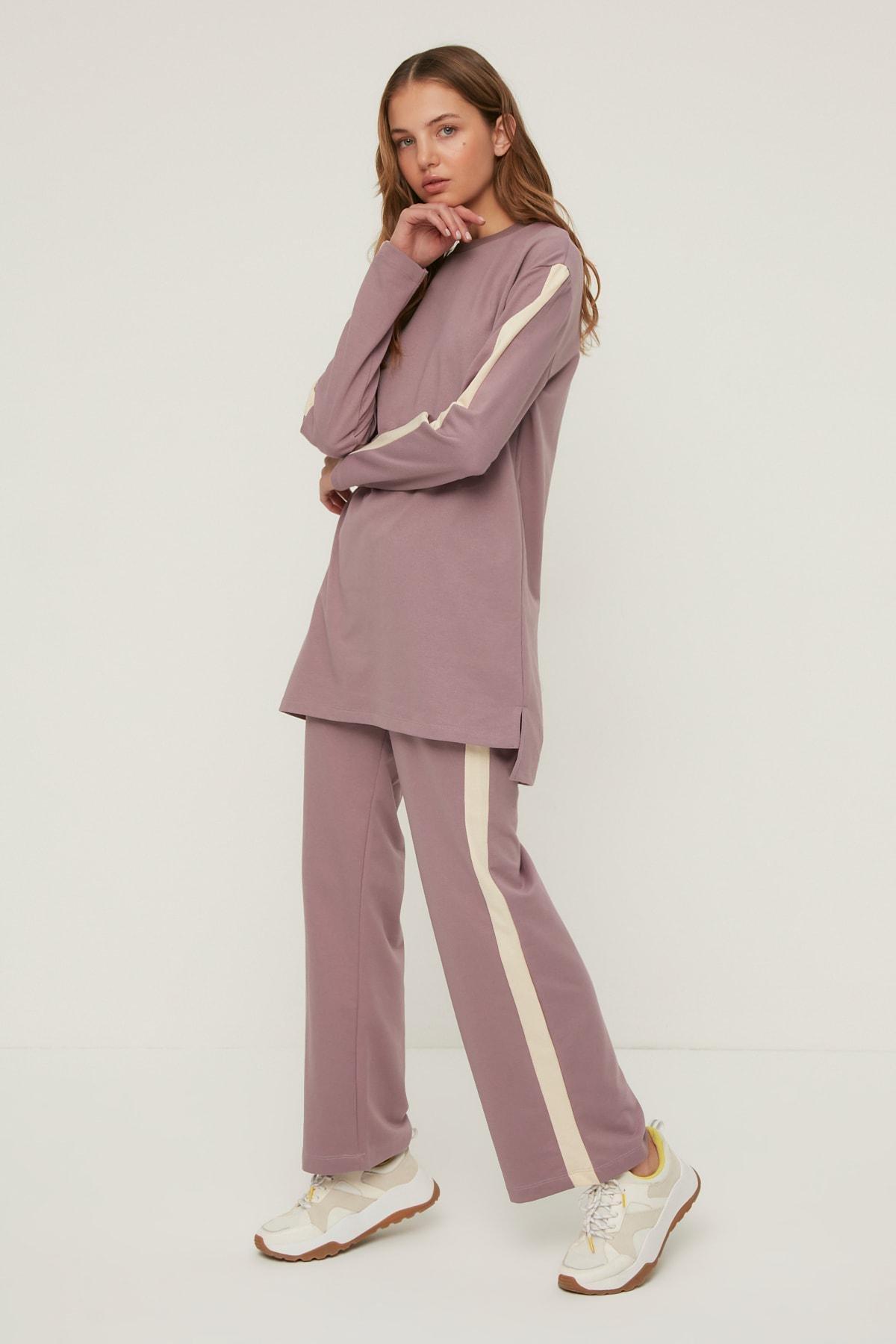 Purple Crew Neck Sweatsuit Set, , large image number 0