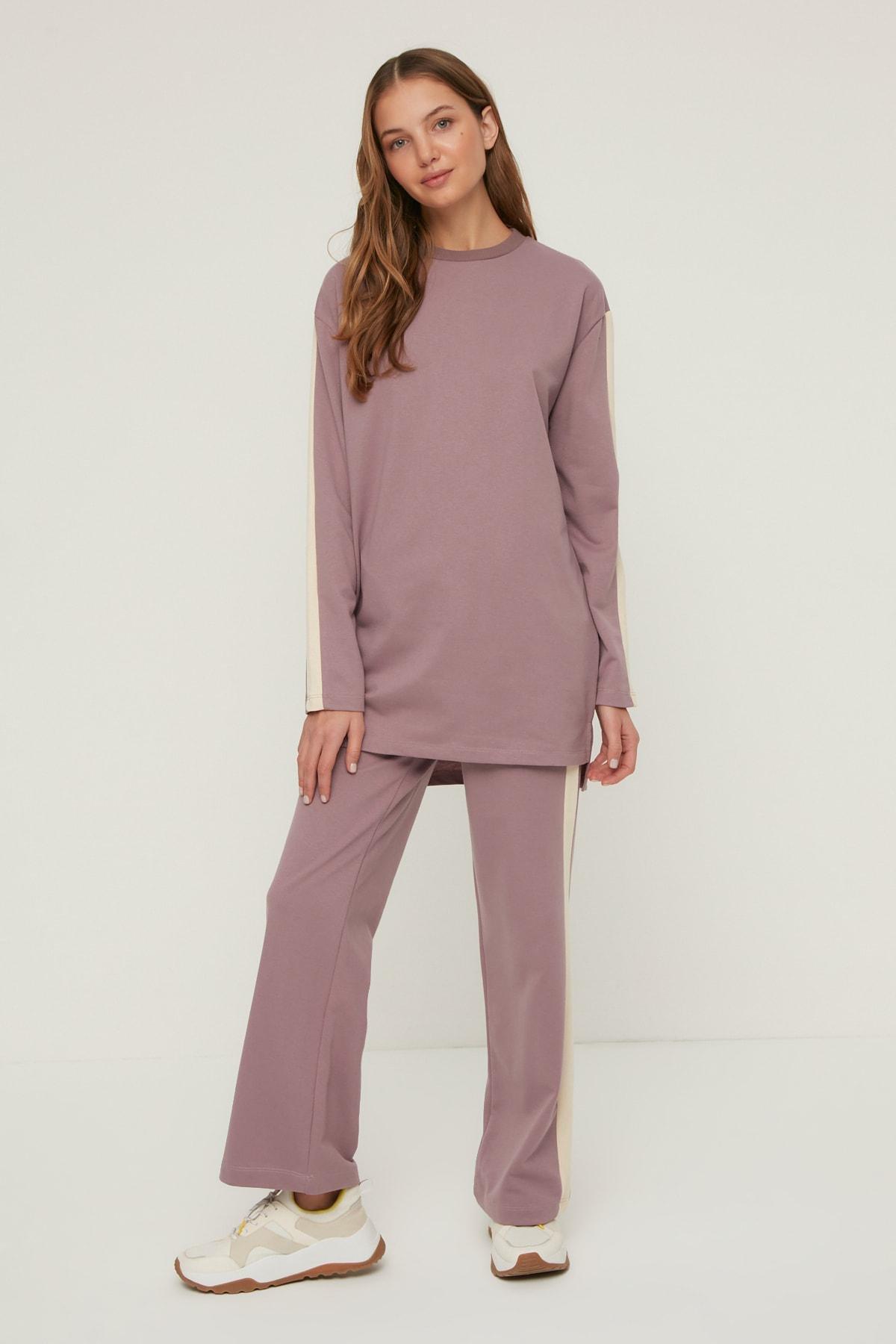Purple Crew Neck Sweatsuit Set, , large image number 1