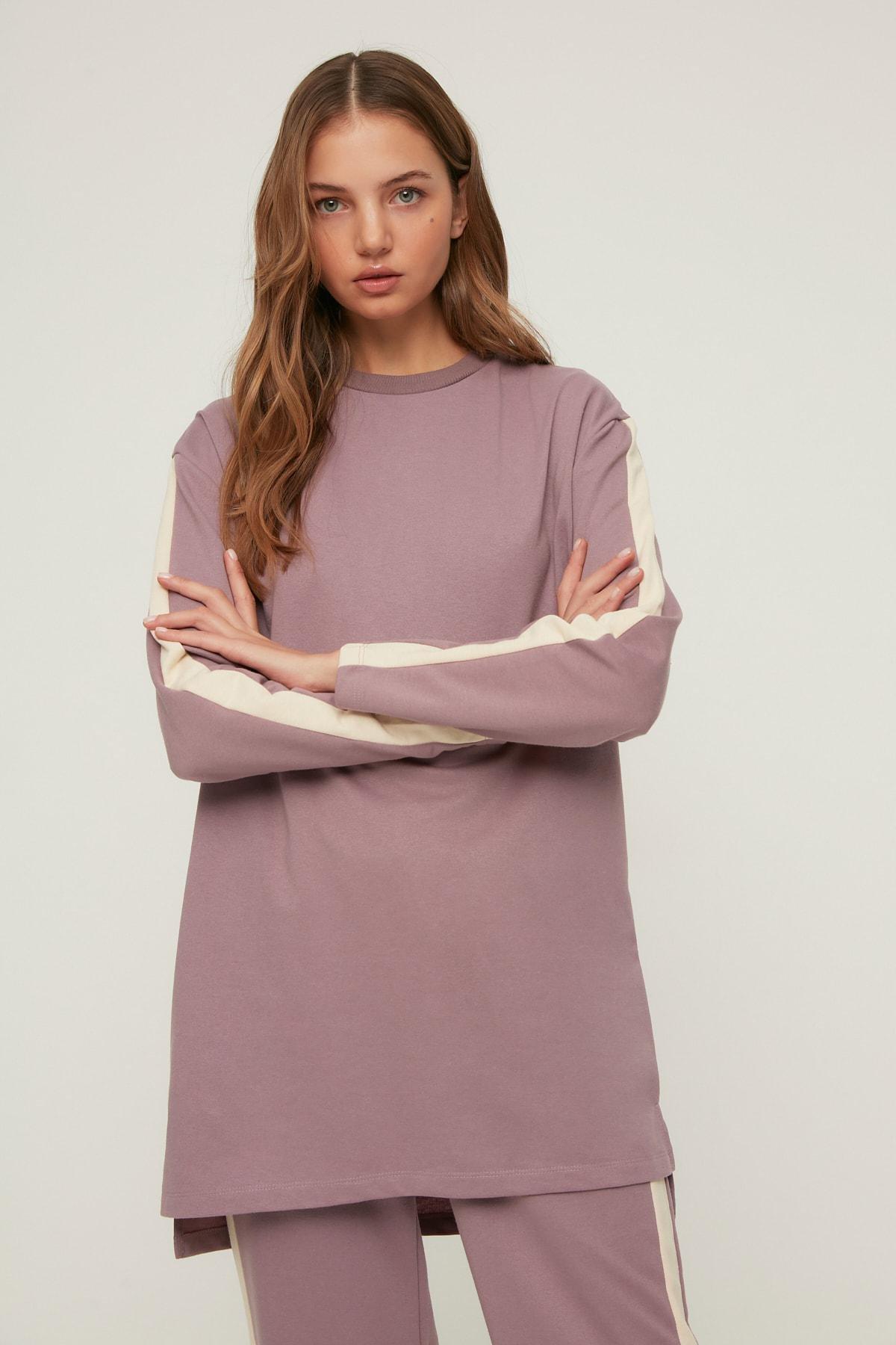 Purple Crew Neck Sweatsuit Set, Purple, large image number 3