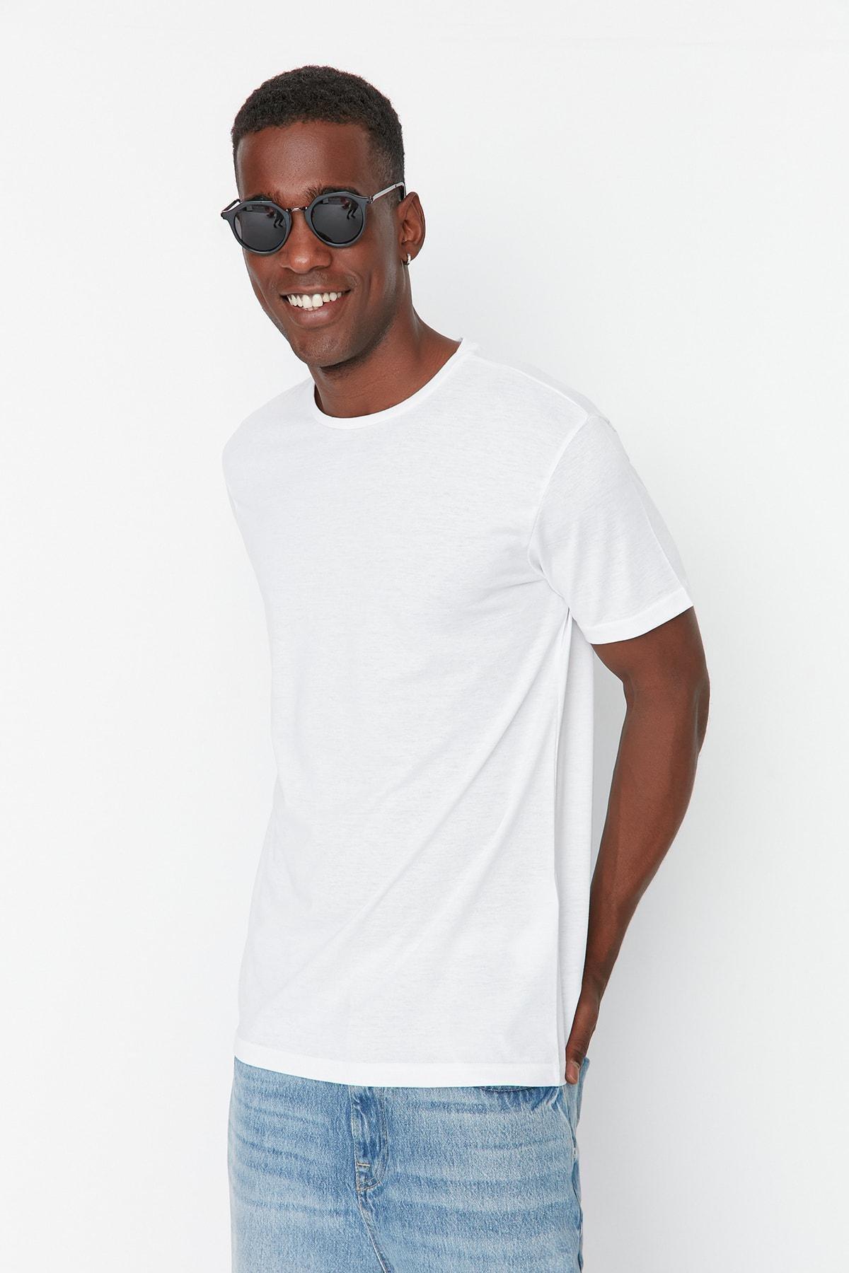 White Crew Neck T-Shirt, , medium