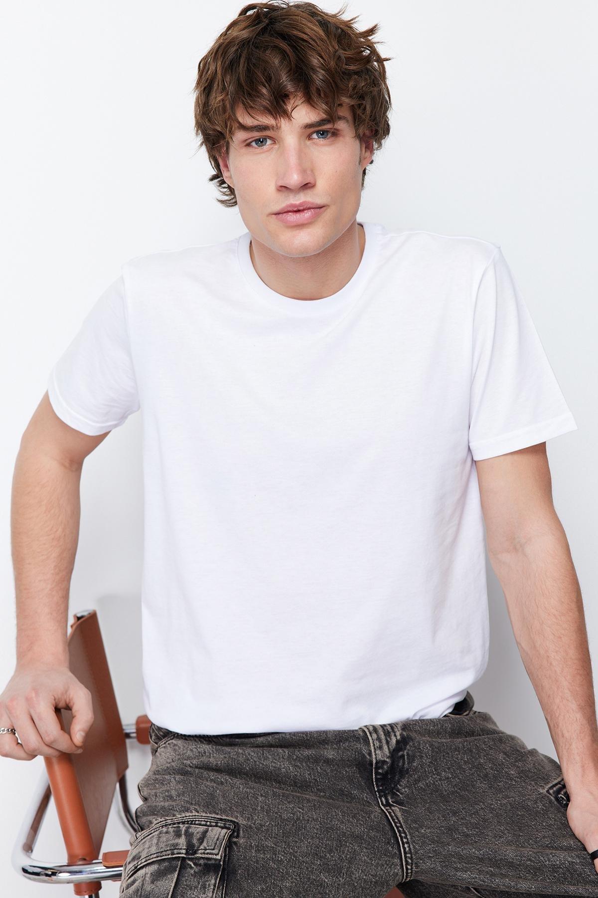 White Crew Neck T-Shirt, , large image number 3