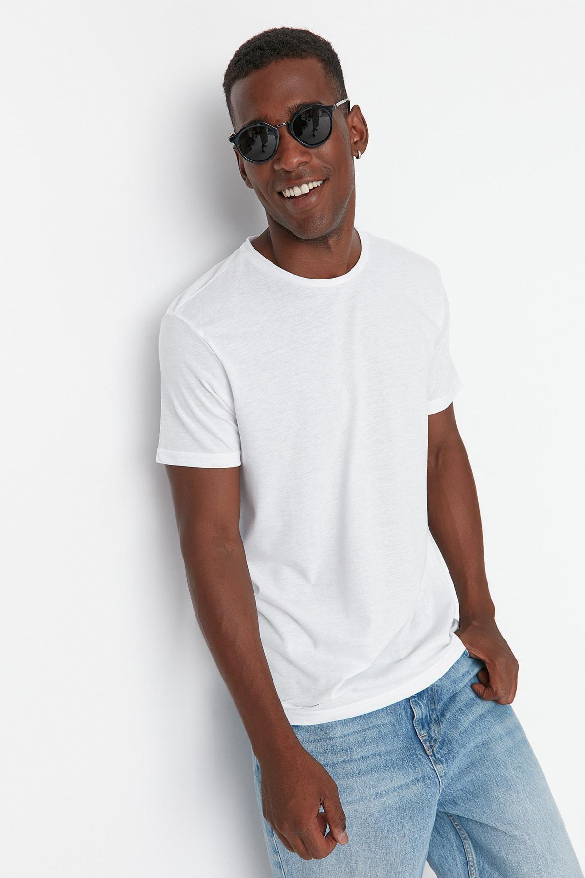 White Crew Neck T-Shirt, , large image number 6