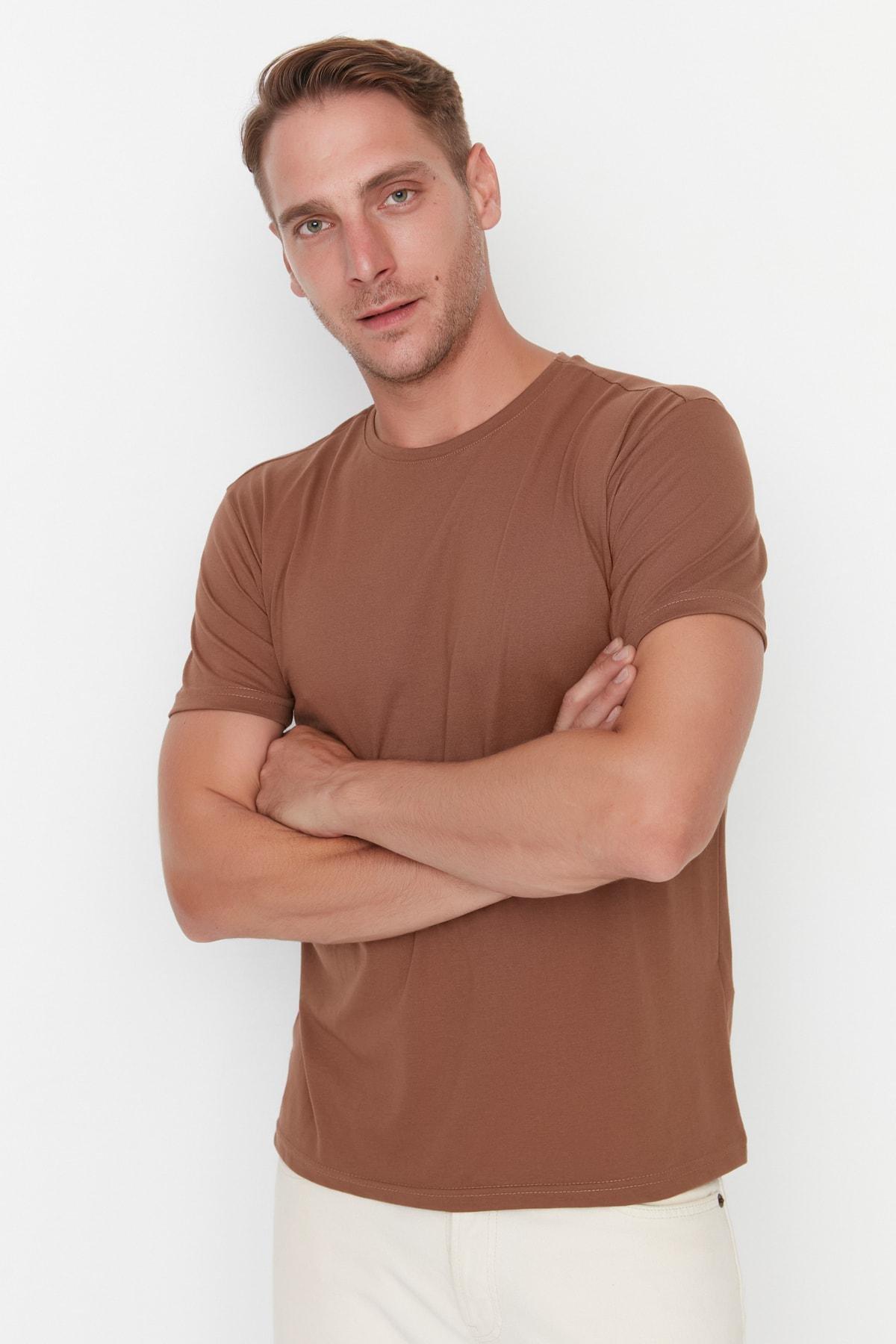 Brown Crew Neck T-Shirt, , medium