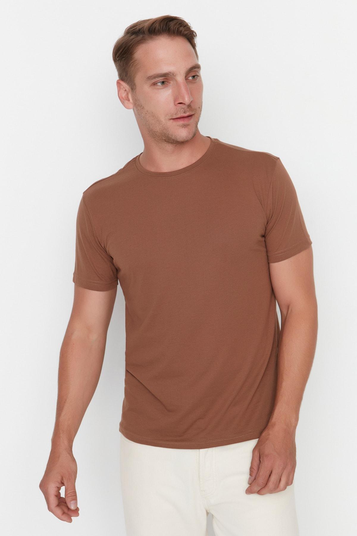 Brown Crew Neck T-Shirt, , large image number 1