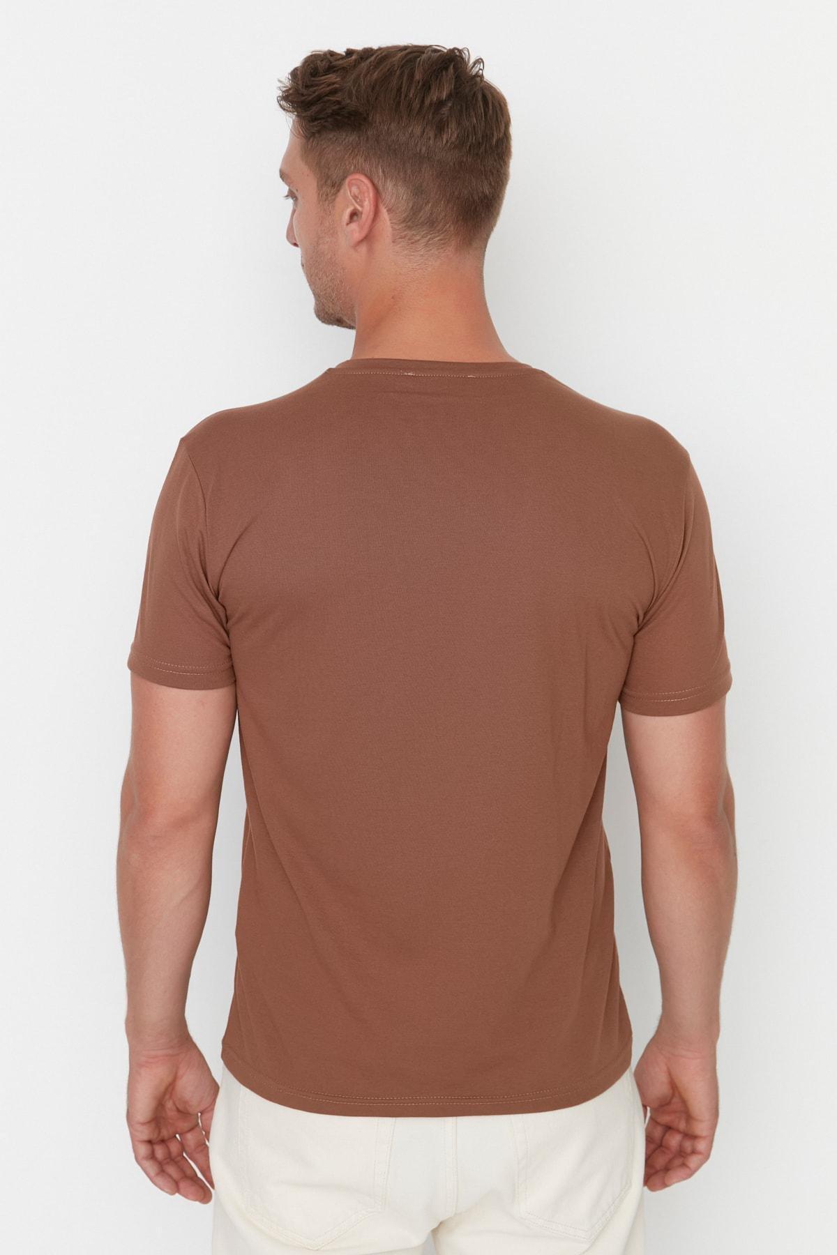 Brown Crew Neck T-Shirt, , large image number 4