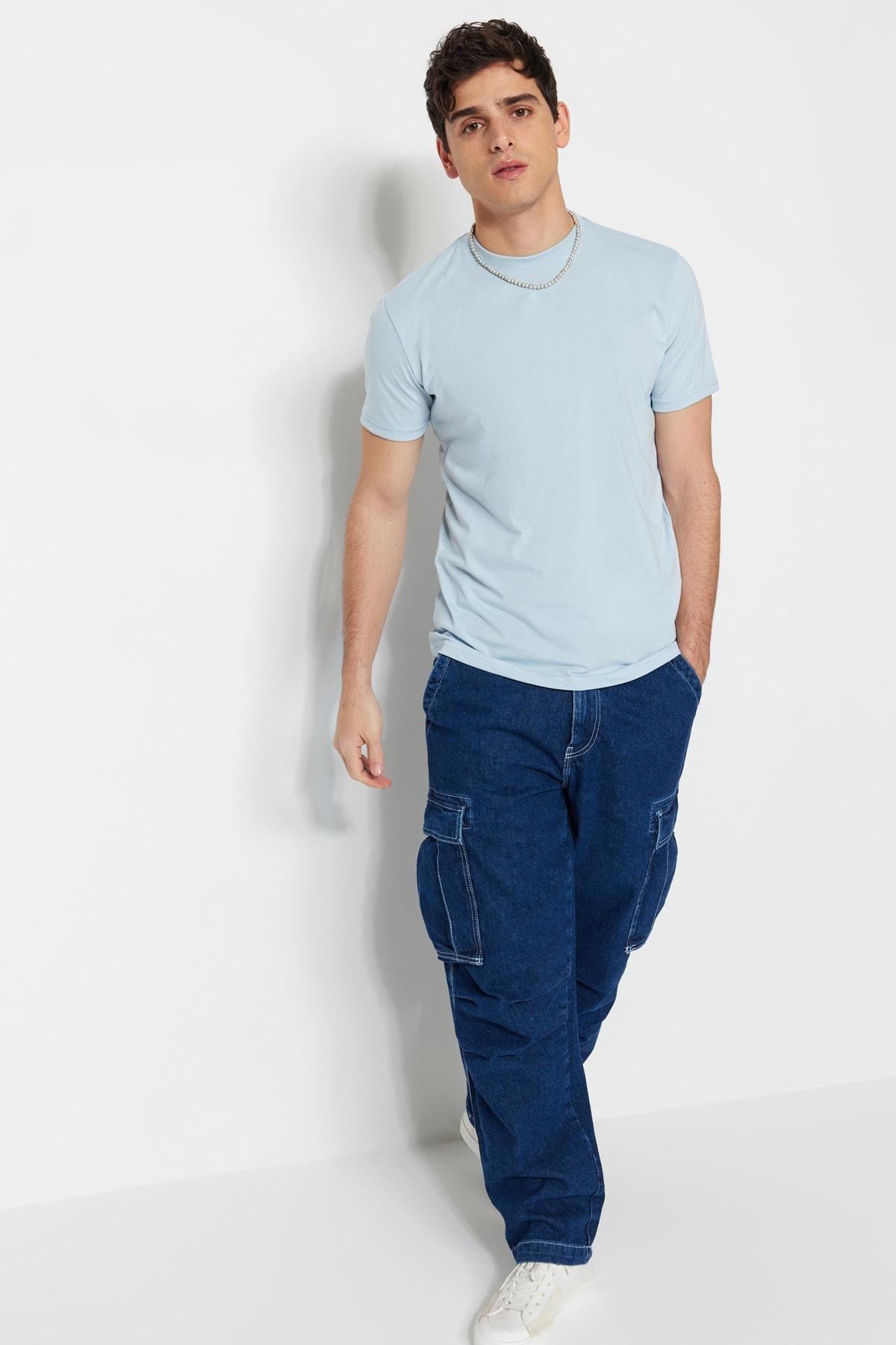 Blue Crew Neck T-Shirt, , large image number 2