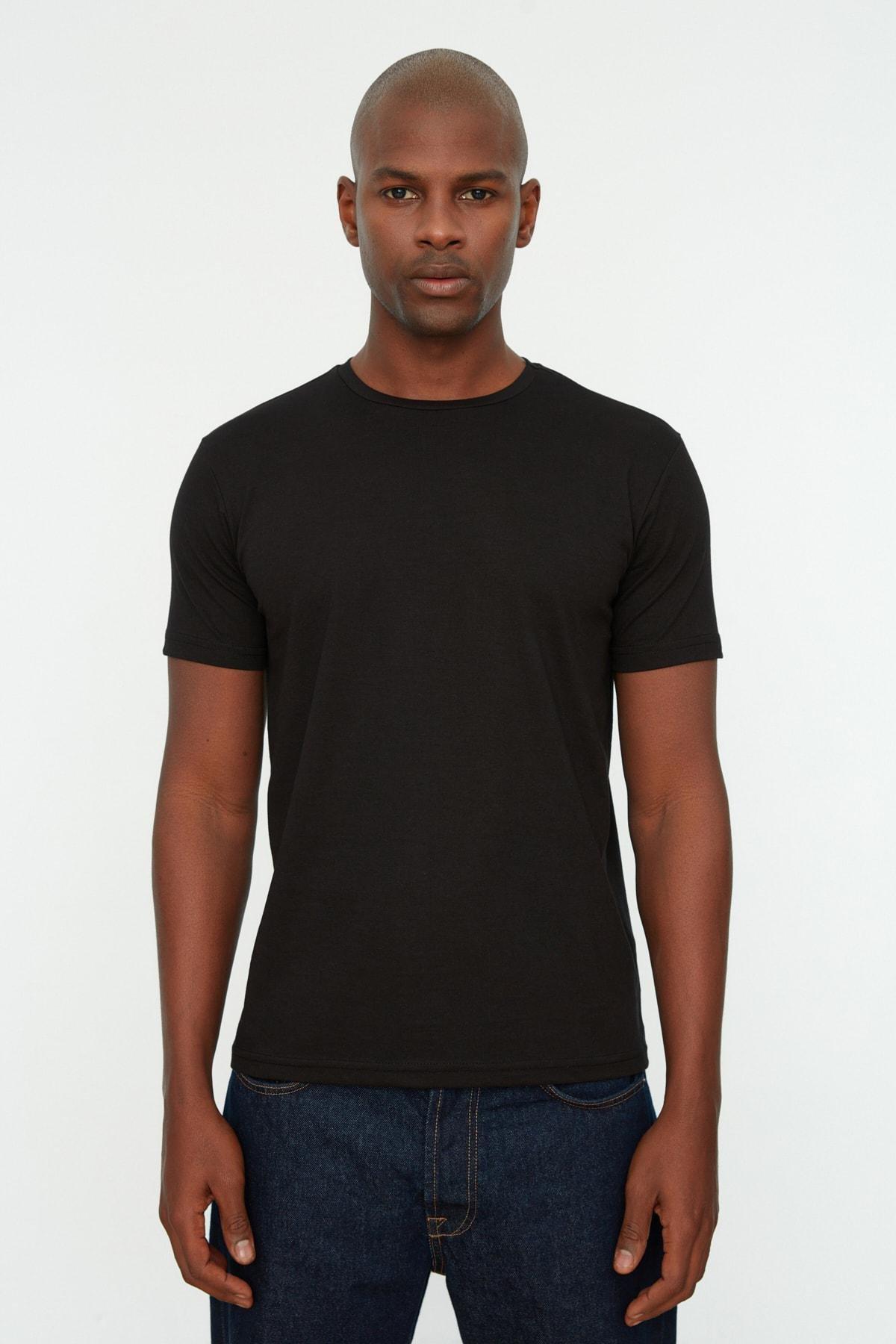 Black Crew Neck T-Shirt, , medium