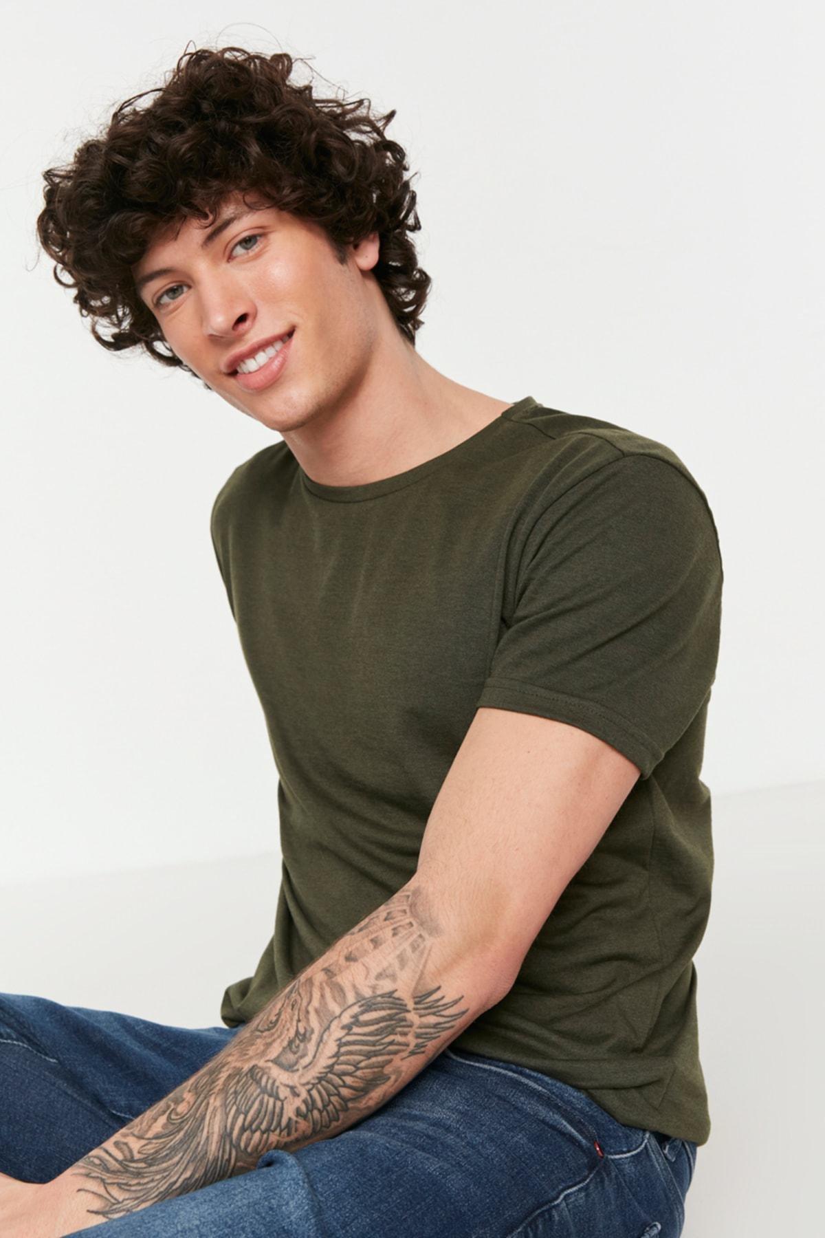Khaki Crew Neck T-Shirt, , large image number 3