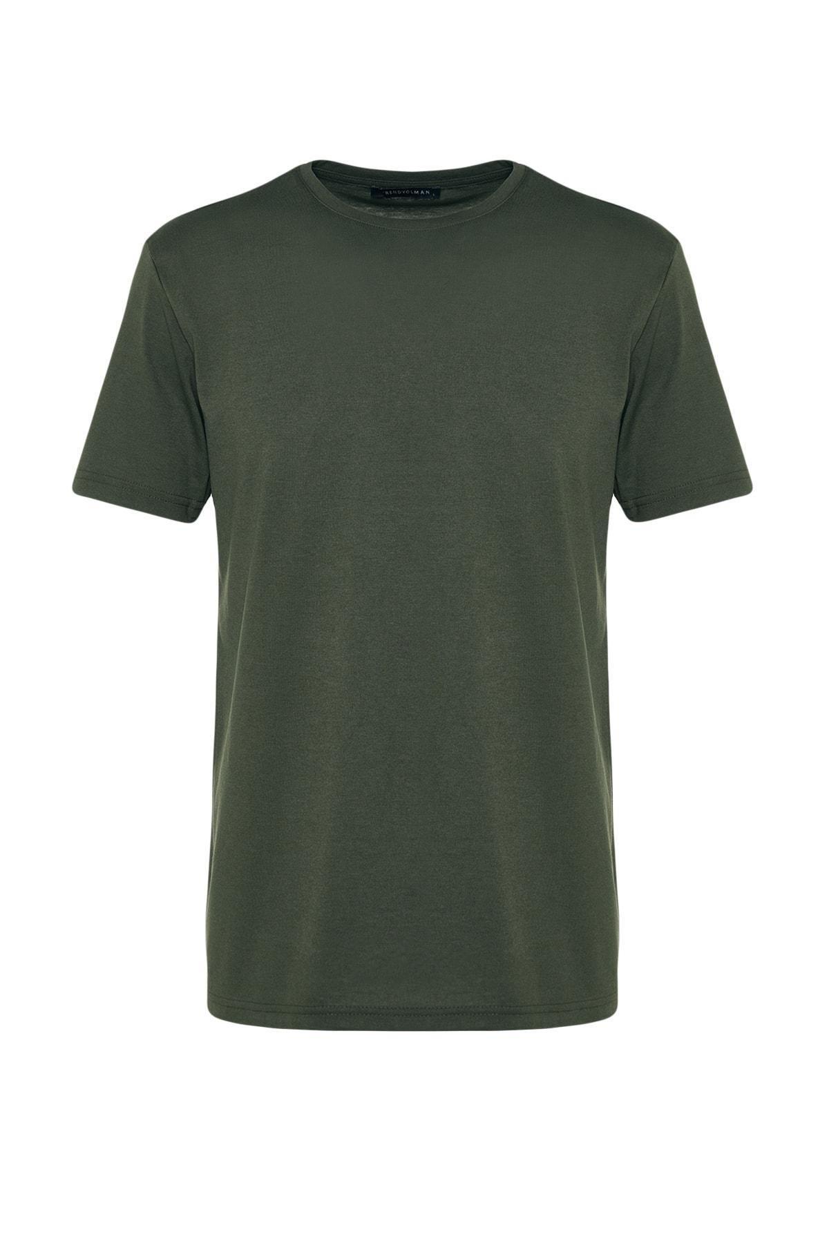 Khaki Crew Neck T-Shirt, , large image number 6