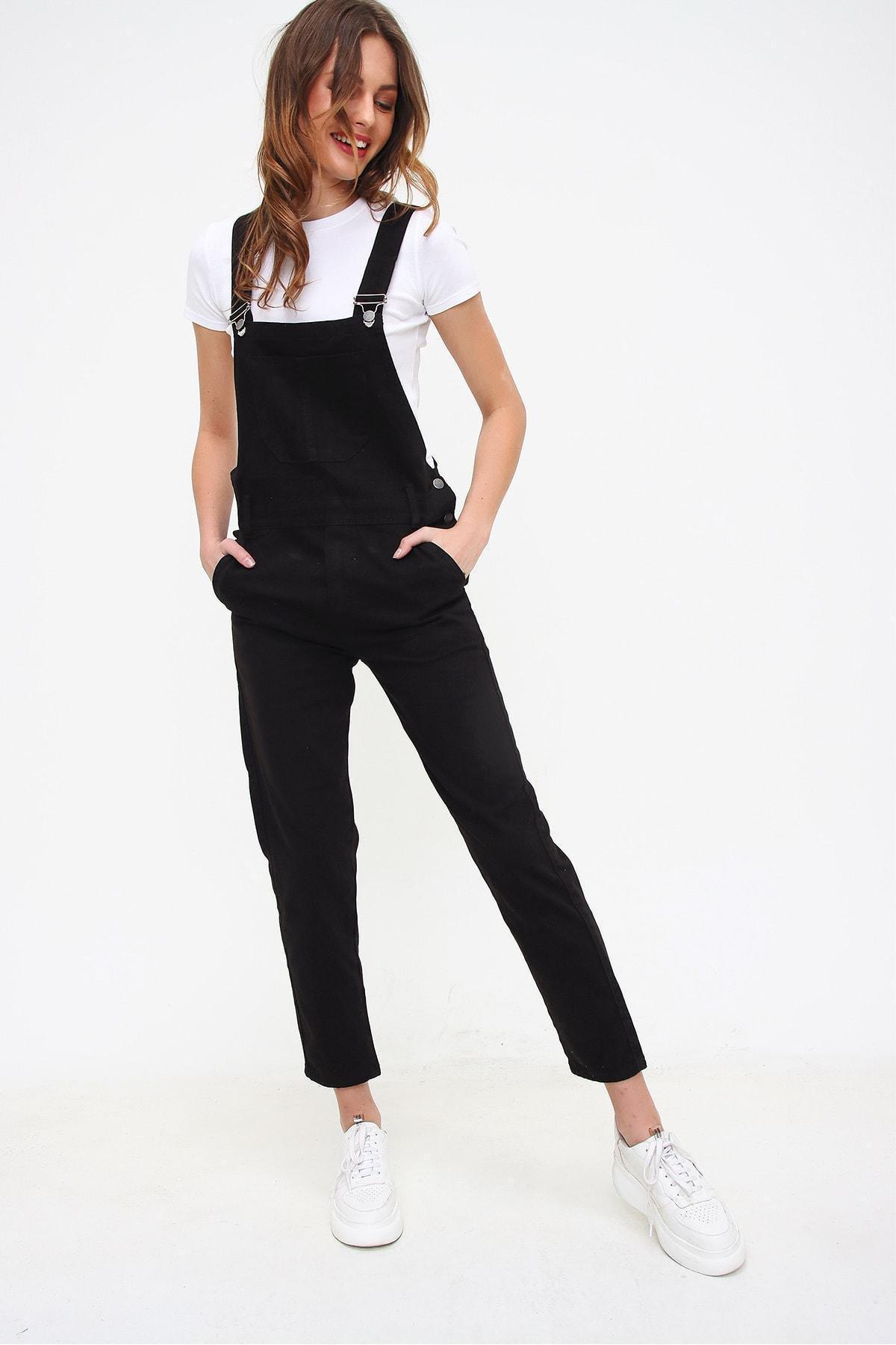 Black Square Collar Overalls, , large image number 2