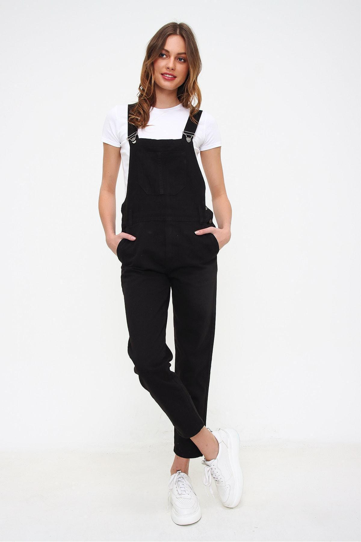 Black Square Collar Overalls, , large image number 4